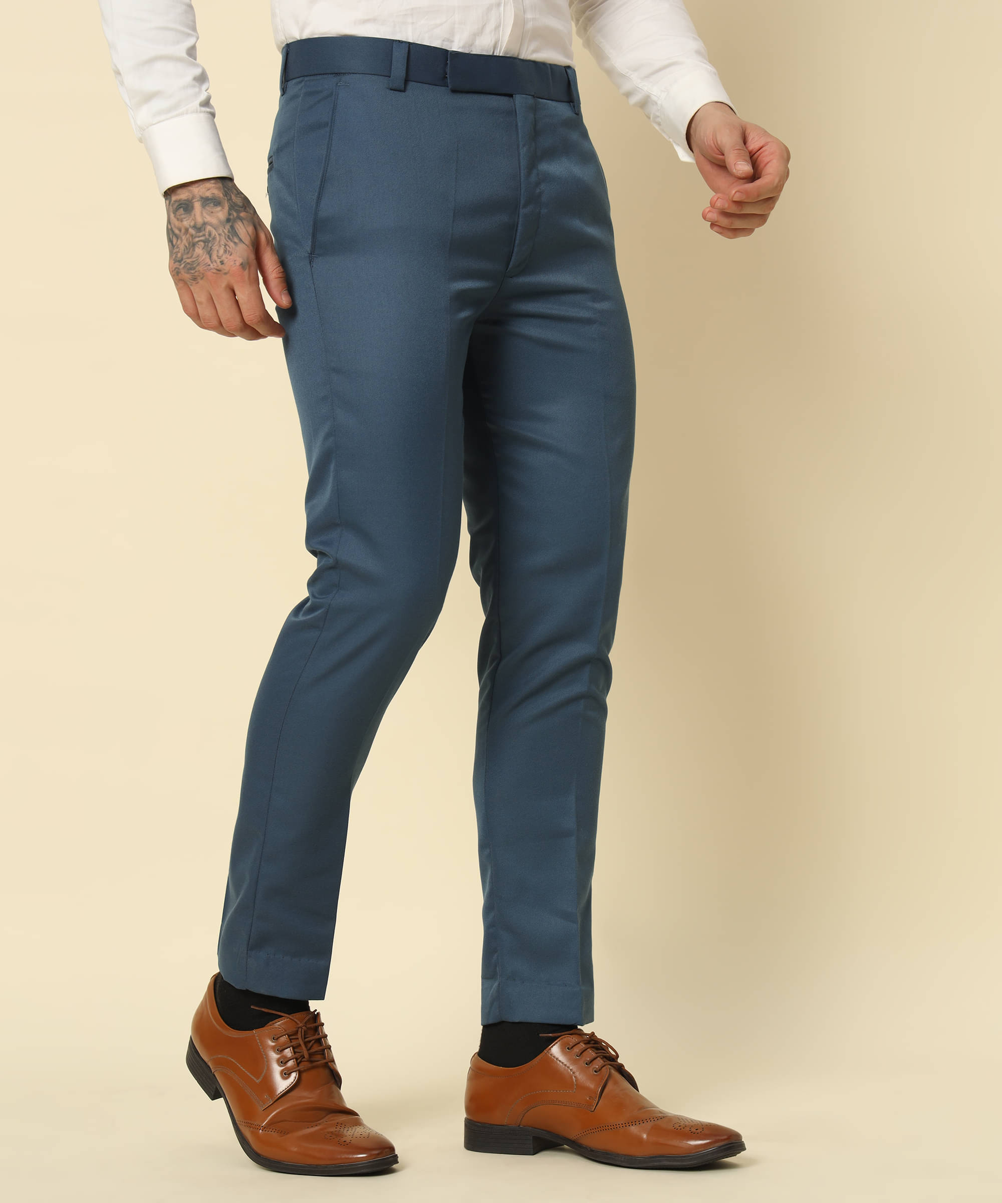     			BRYLES Regular Flat Men's Formal Trouser - Blue ( Pack of 1 )