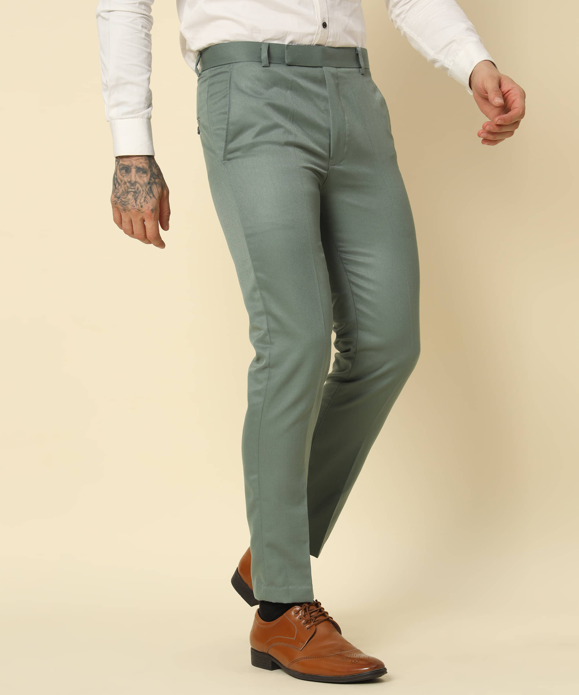     			BRYLES Regular Flat Men's Formal Trouser - Light Green ( Pack of 1 )