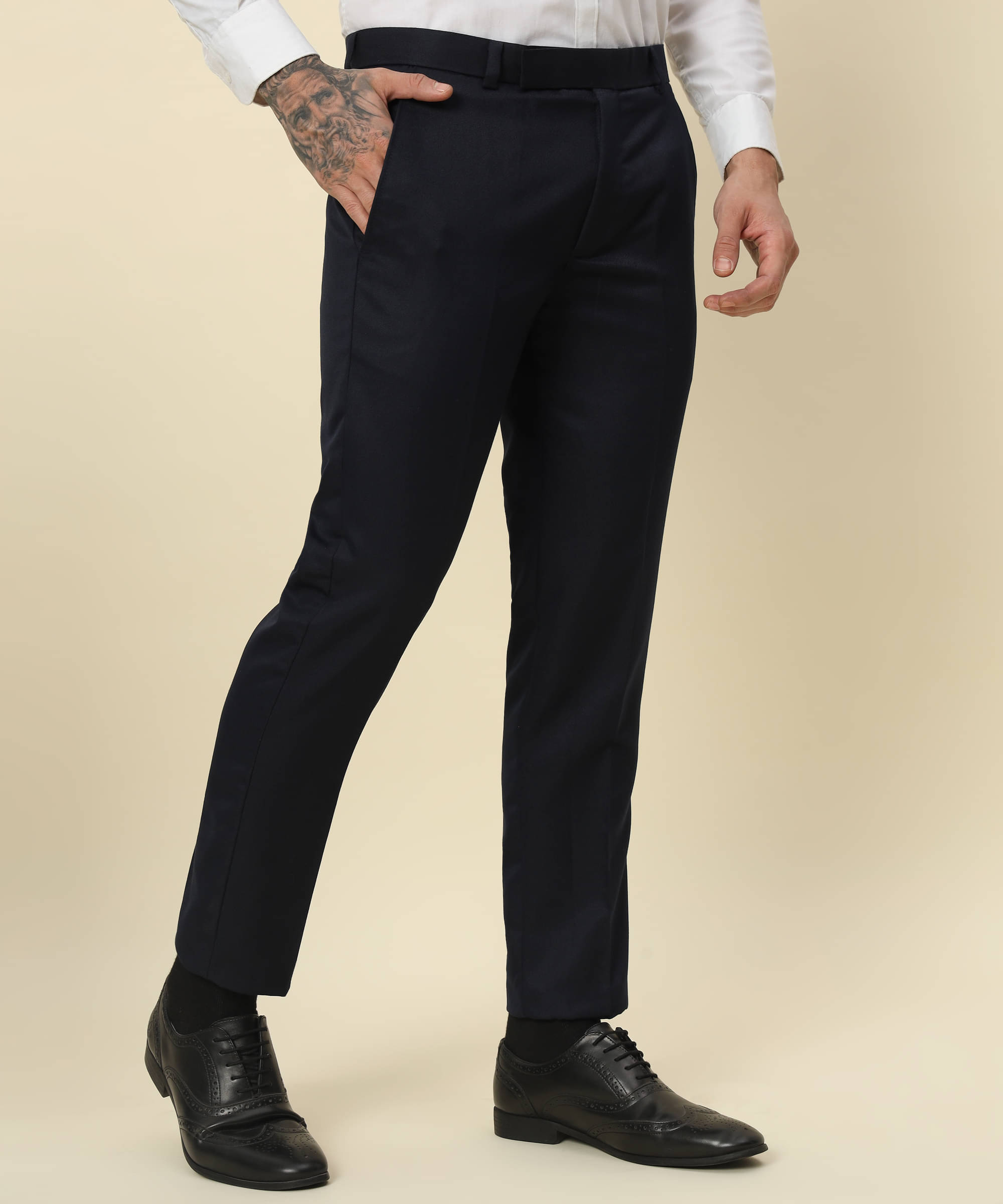     			BRYLES Regular Flat Men's Formal Trouser - Navy Blue ( Pack of 1 )