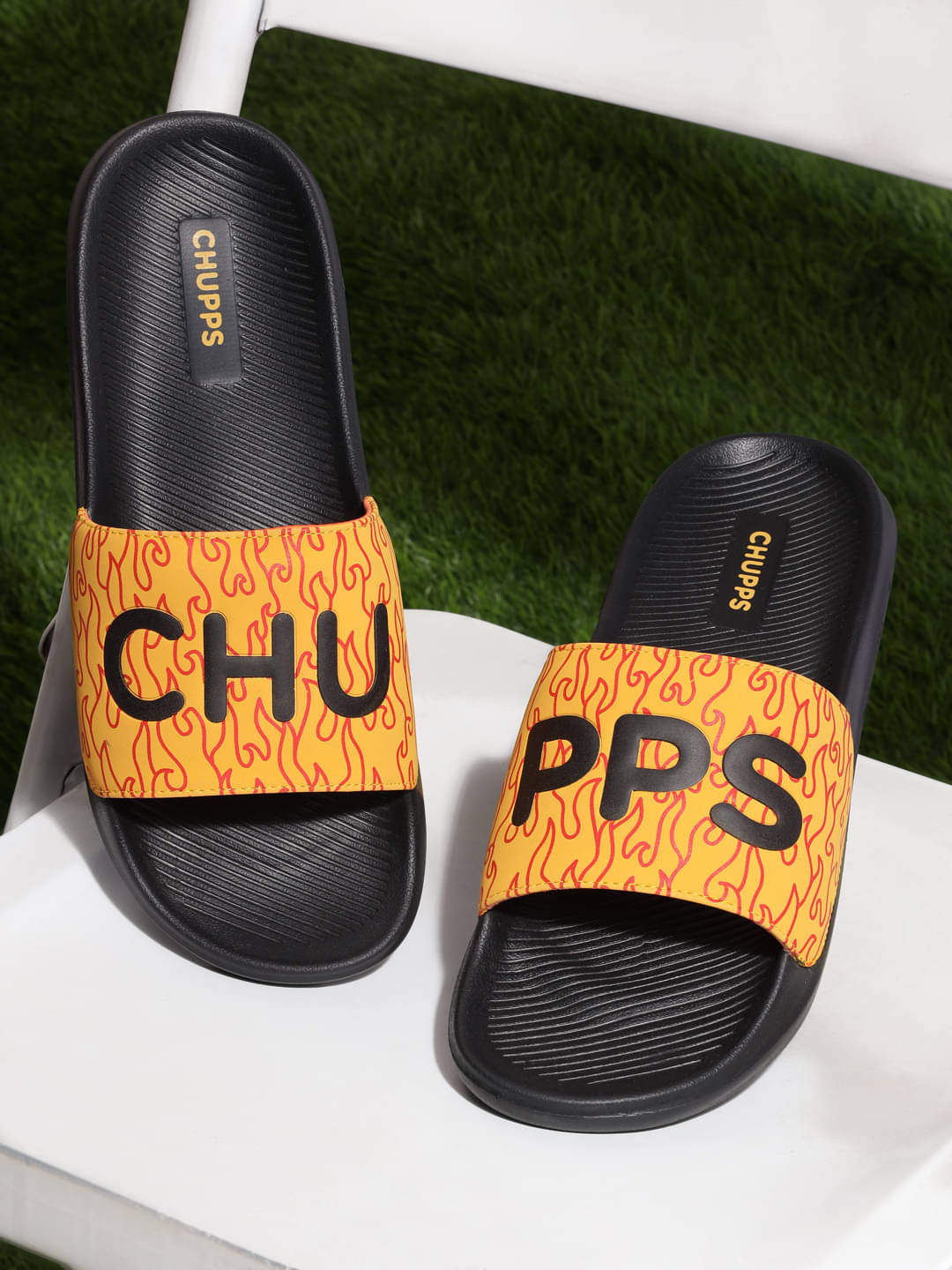     			CHUPPS Yellow Men's Slide Flip Flop