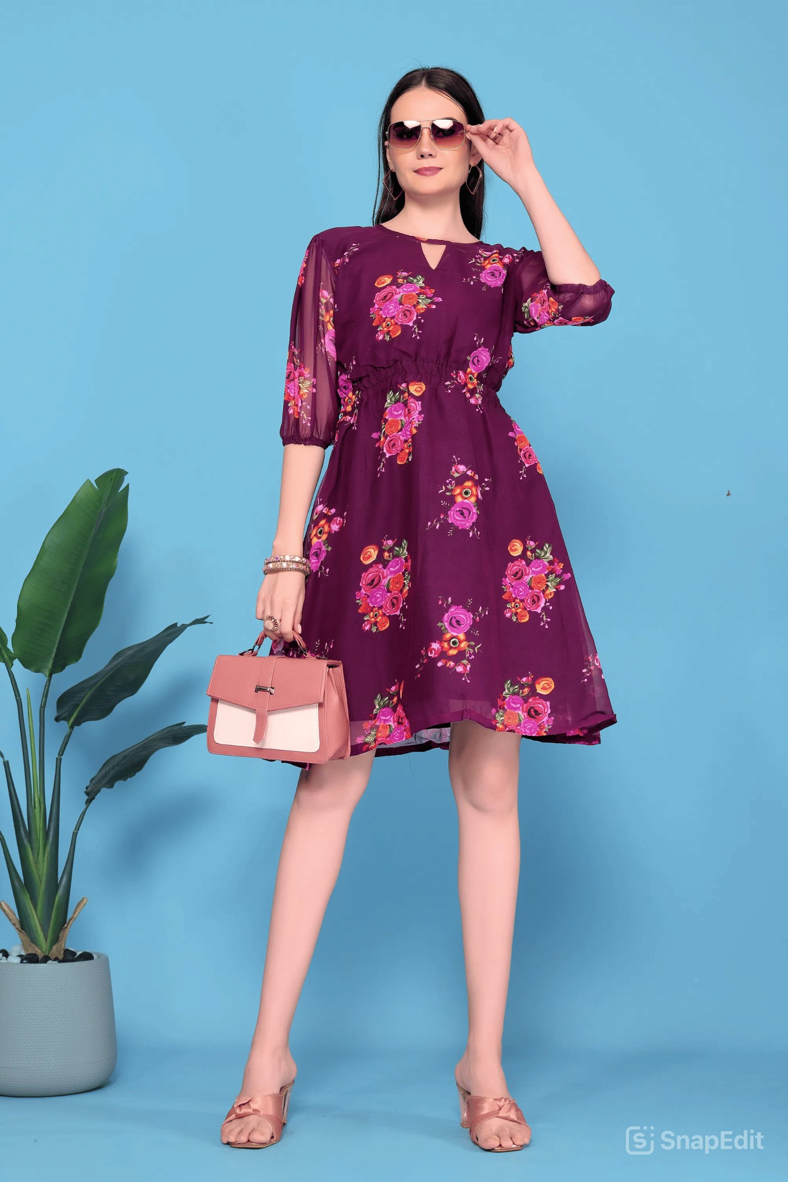     			DEBRIS FAB Women Georgette Printed Fit & Flare Dress ( Multicolor )