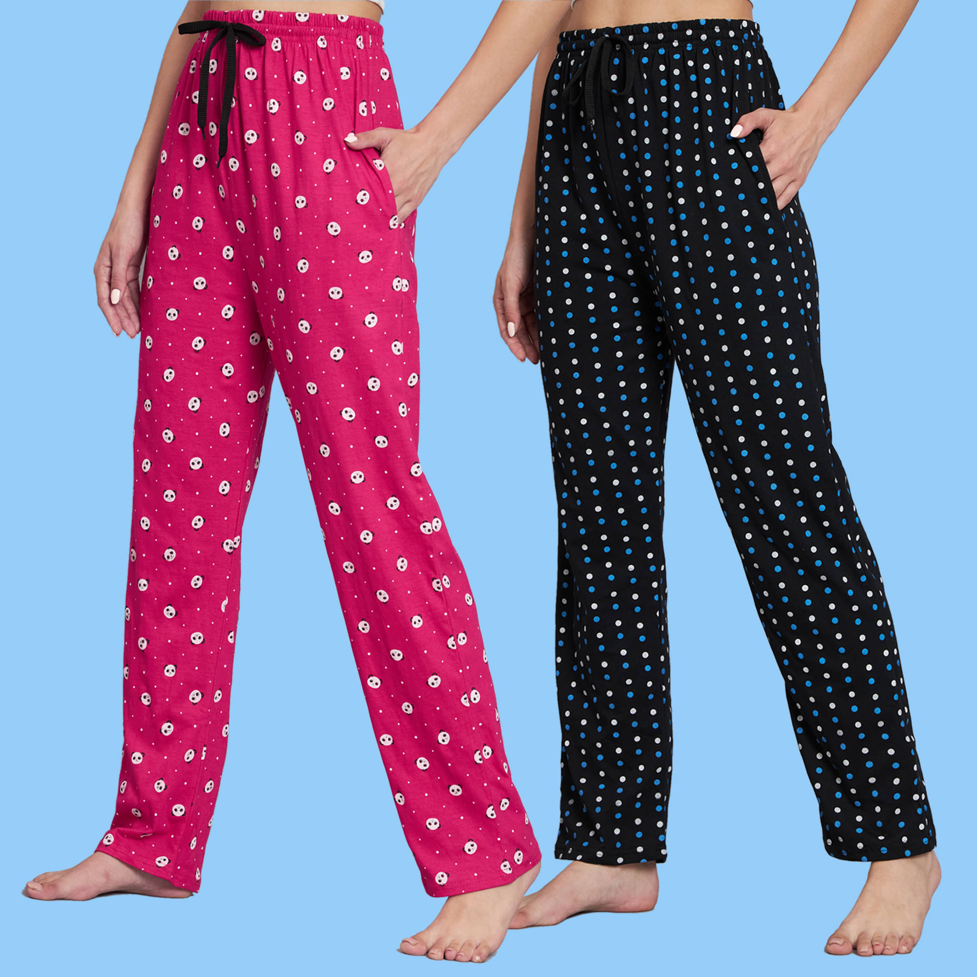     			DUCOHIVE Multicolor Cotton Women's Nightwear Pyjama ( Pack of 2 )