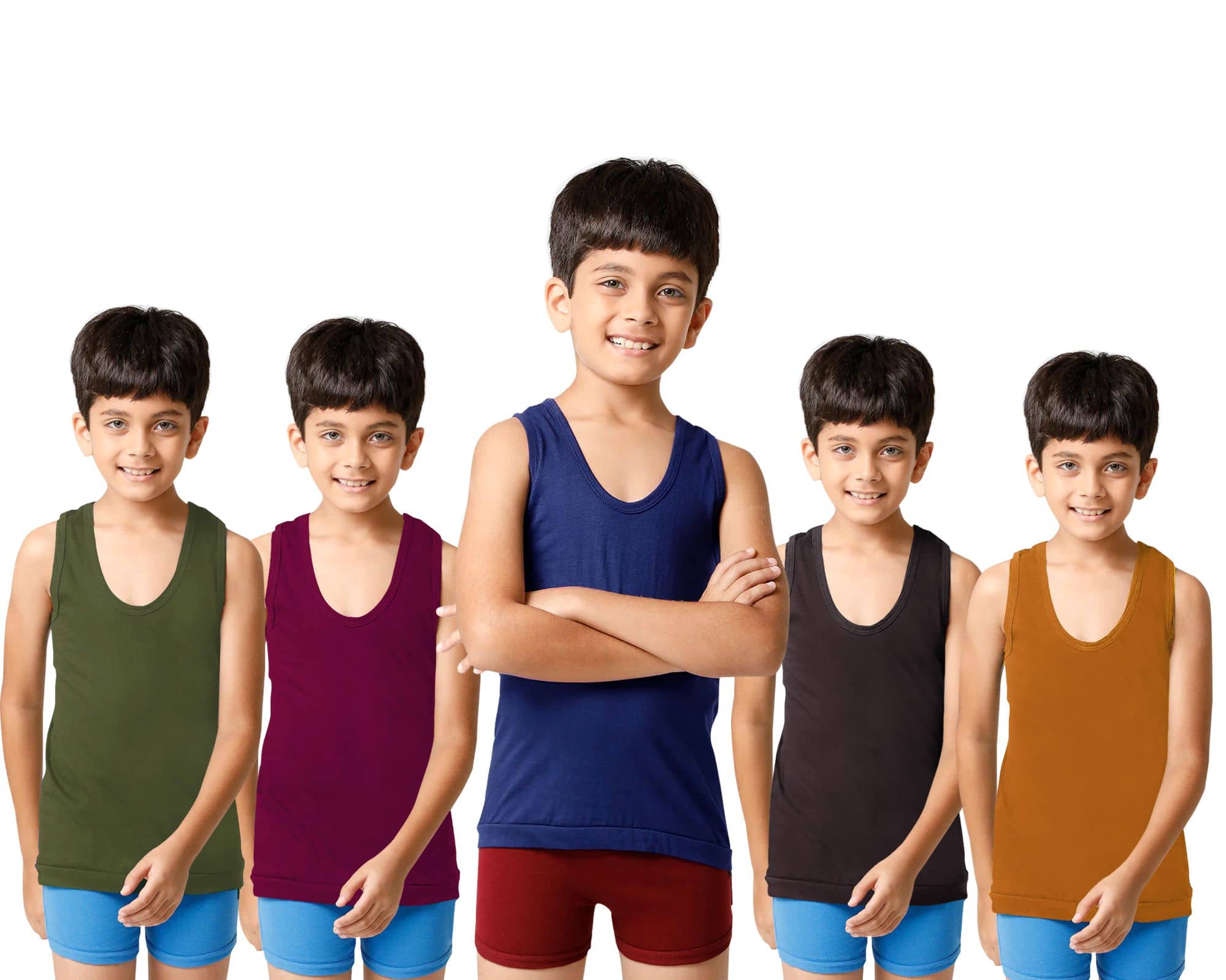 Drako Pack of 5 Boys Cotton Vest ( Multicolor ) - Nightwear & Loungewear | Buy online on ZillyBuy