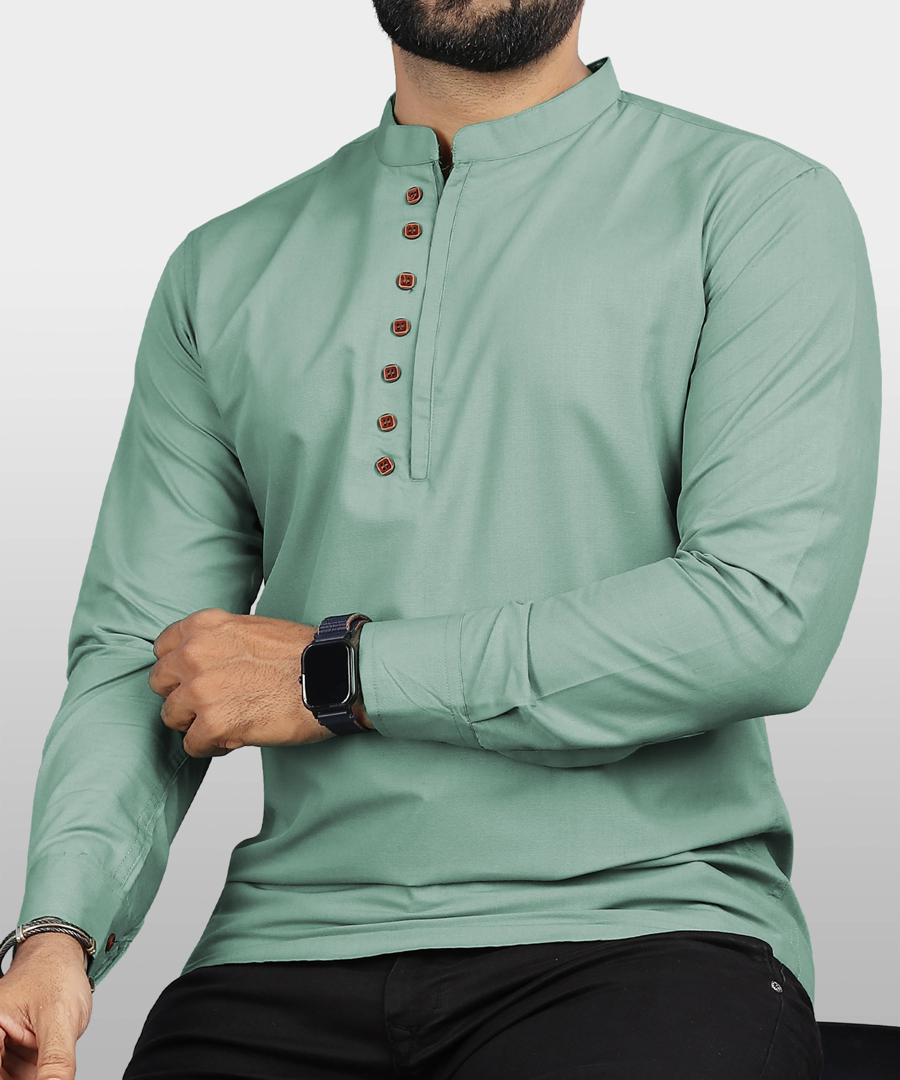 Ethnic Trendz Light Green Cotton Blend Men's Shirt Style Kurta ( Pack of 1 ) Ethnic Trendz Light Green Cotton Blend Men's Shirt Style Kurta ( Pack of 1 )