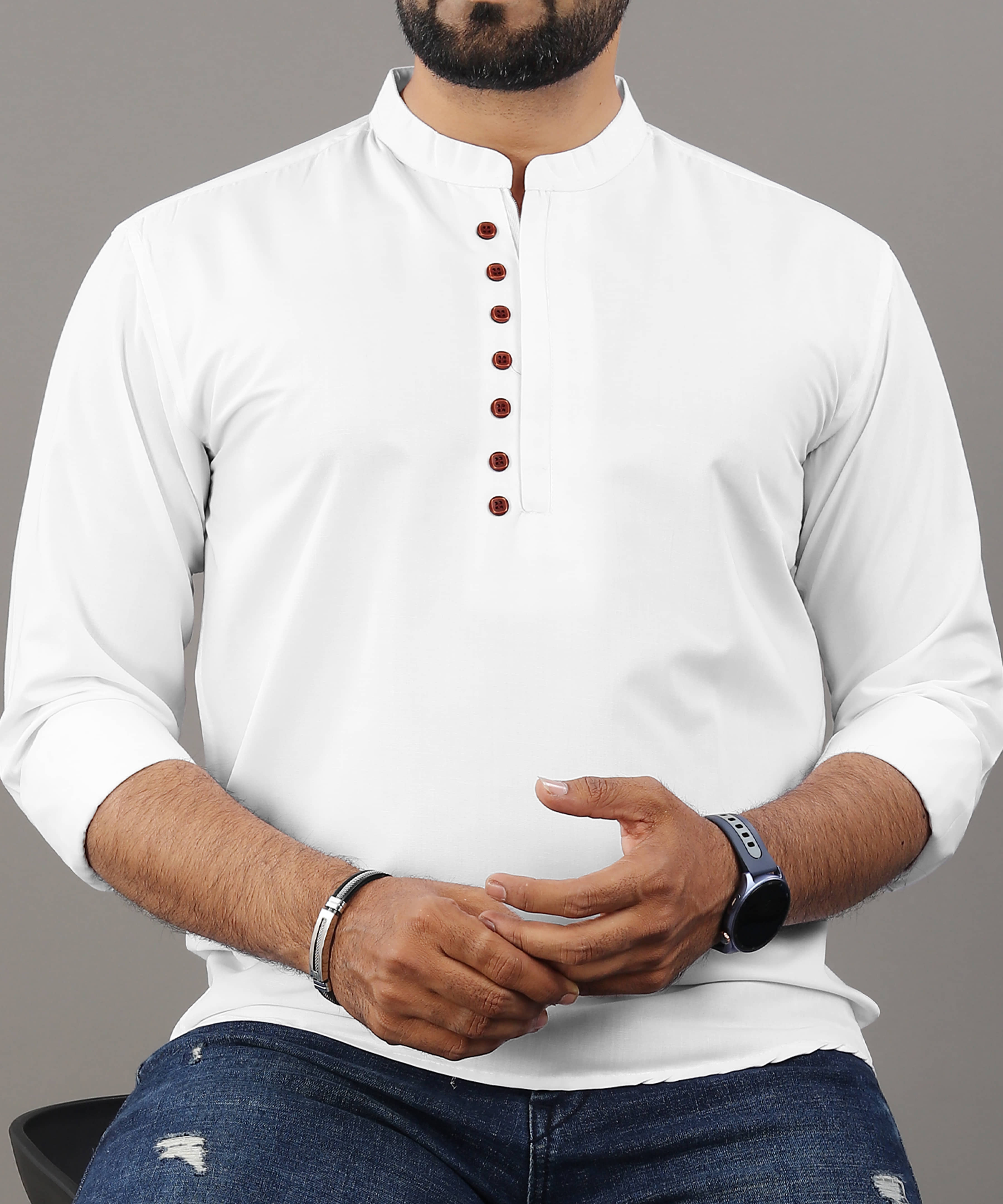 Ethnic Trendz Orange Cotton Blend Men's Shirt Style Kurta ( Pack of 1 ) - Kurtas & Kurta Sets | Buy online on ZillyBuy
