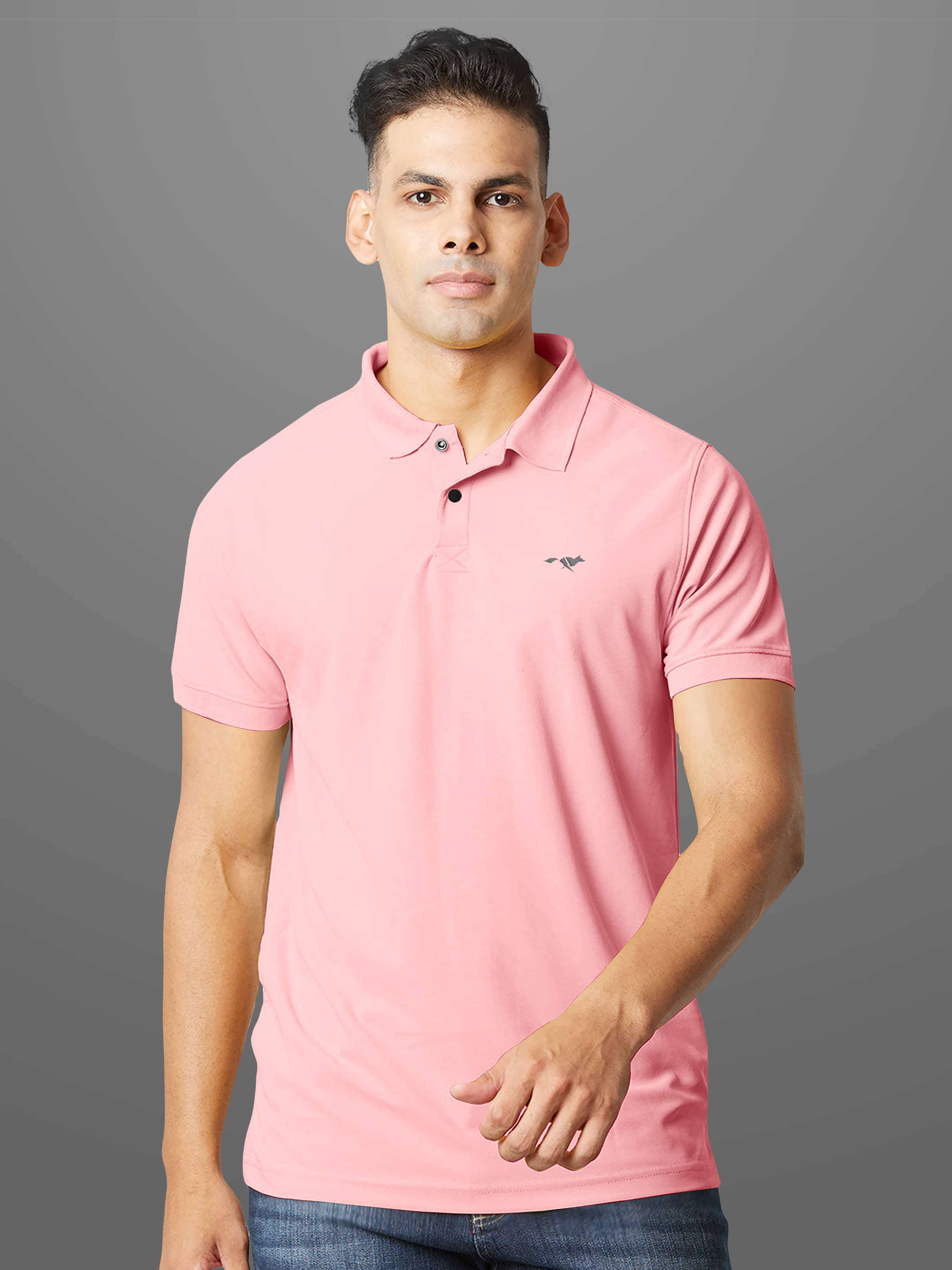     			FROSEN FOX Pack of 1 Polyester Regular Fit Solid Half Sleeves Men's Polo T Shirt ( Pink )