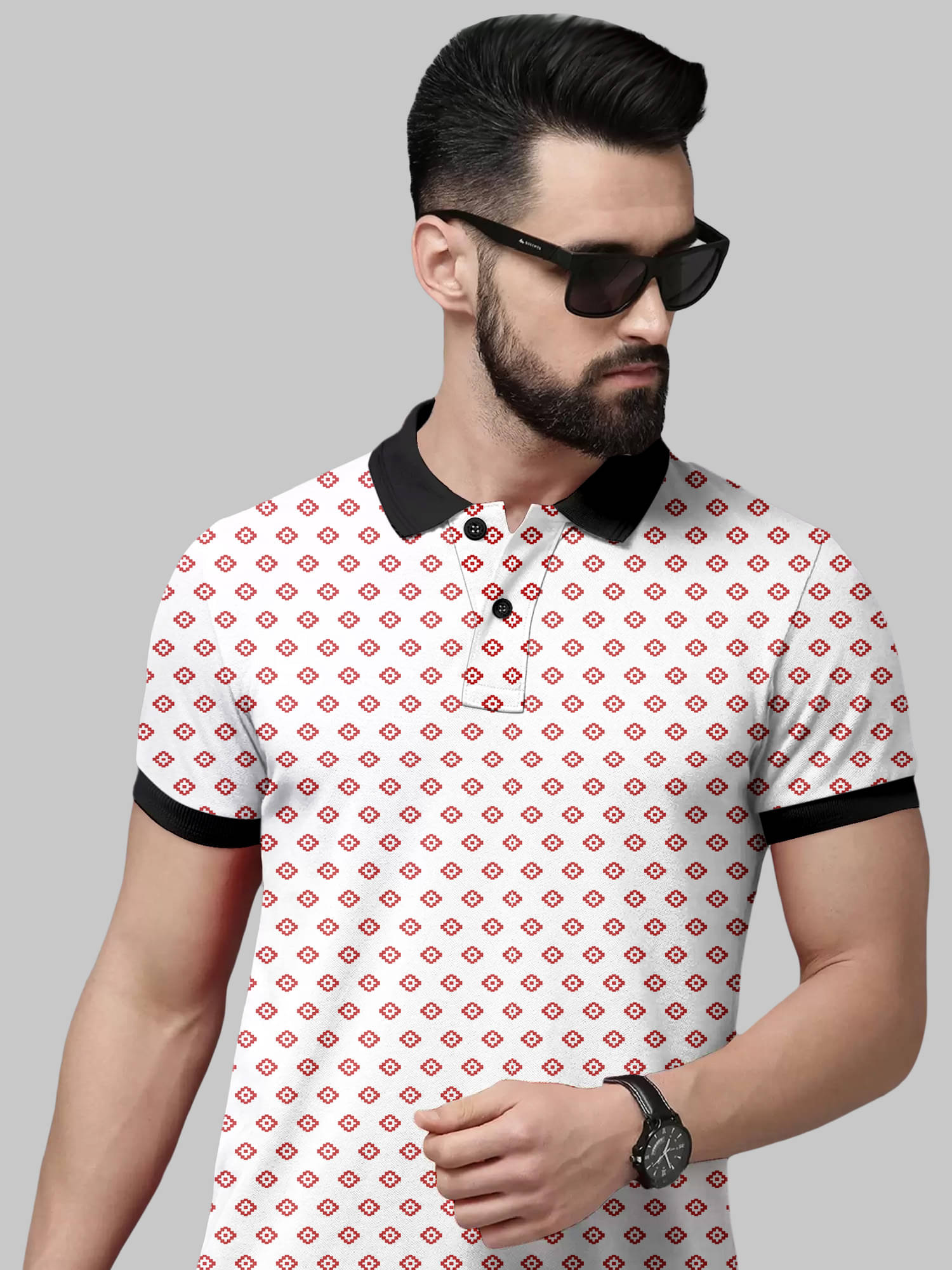     			FTX Pack of 1 Lycra Regular Fit Printed Half Sleeves Men's Polo T Shirt ( Red )