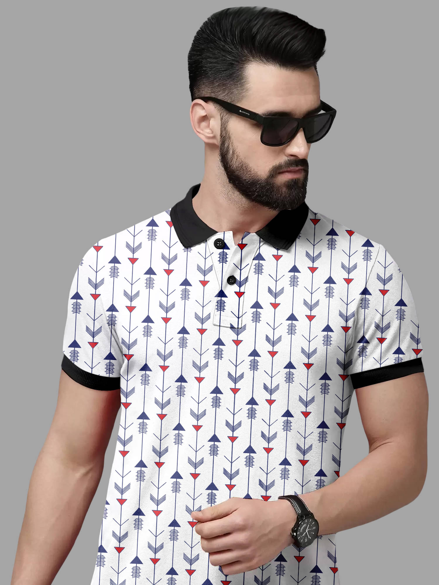     			FTX Pack of 1 Lycra Regular Fit Printed Half Sleeves Men's Polo T Shirt ( Navy )