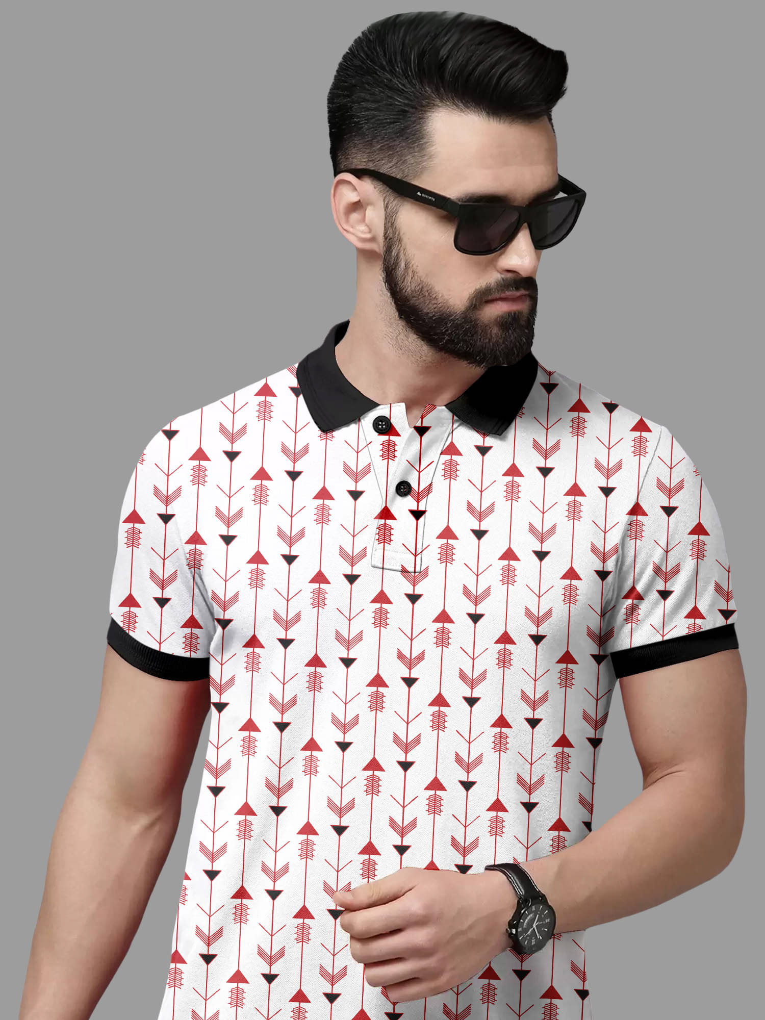    			FTX Pack of 1 Lycra Regular Fit Printed Half Sleeves Men's Polo T Shirt ( Red )