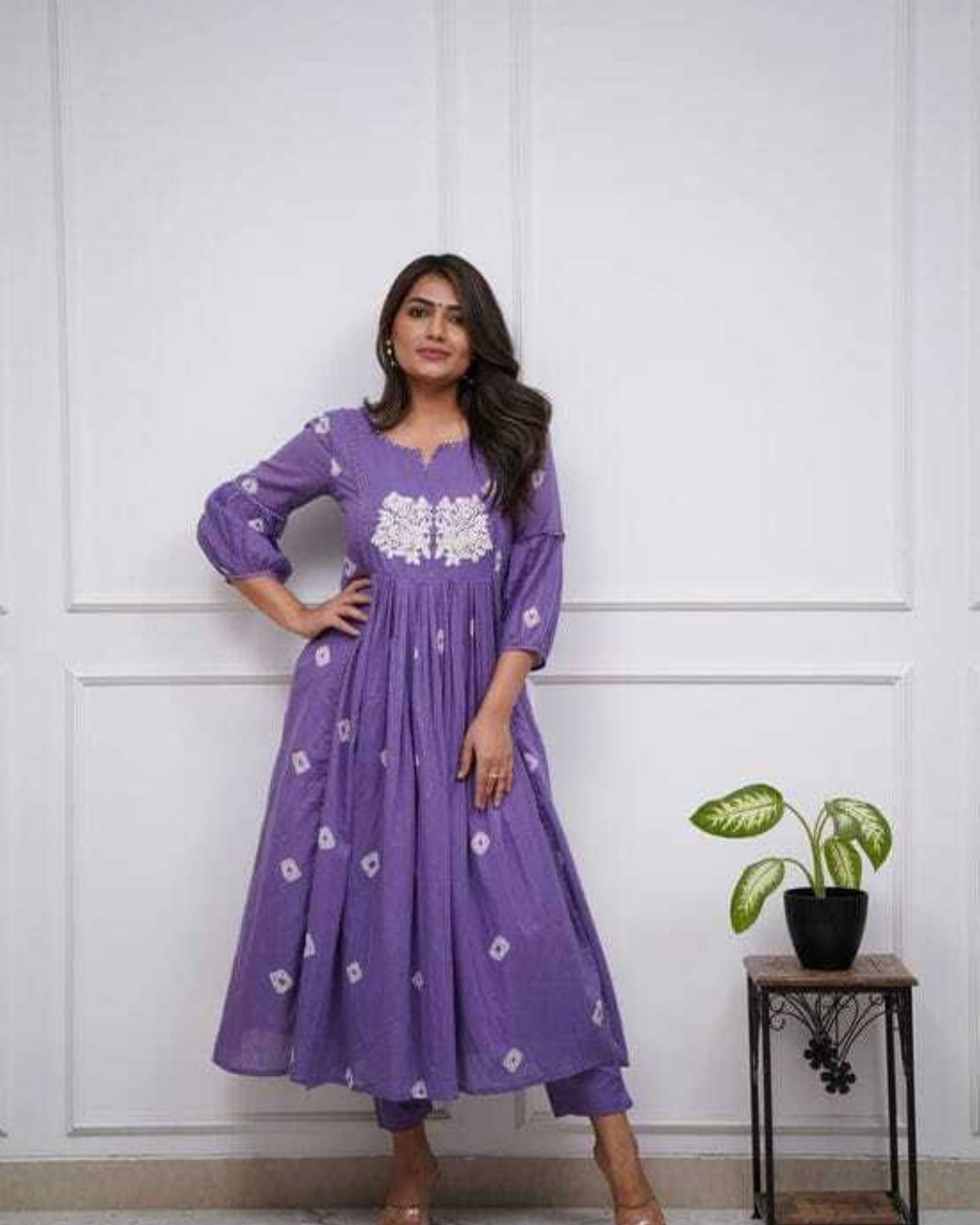 Laxmi Creation Cotton Blend Embroidered Kurti With Pants Women's Stitched Salwar Suit - Purple ( Pack of 1 ) Laxmi Creation Cotton Blend Embroidered Kurti With Pants Women's Stitched Salwar Suit - Purple ( Pack of 1 )
