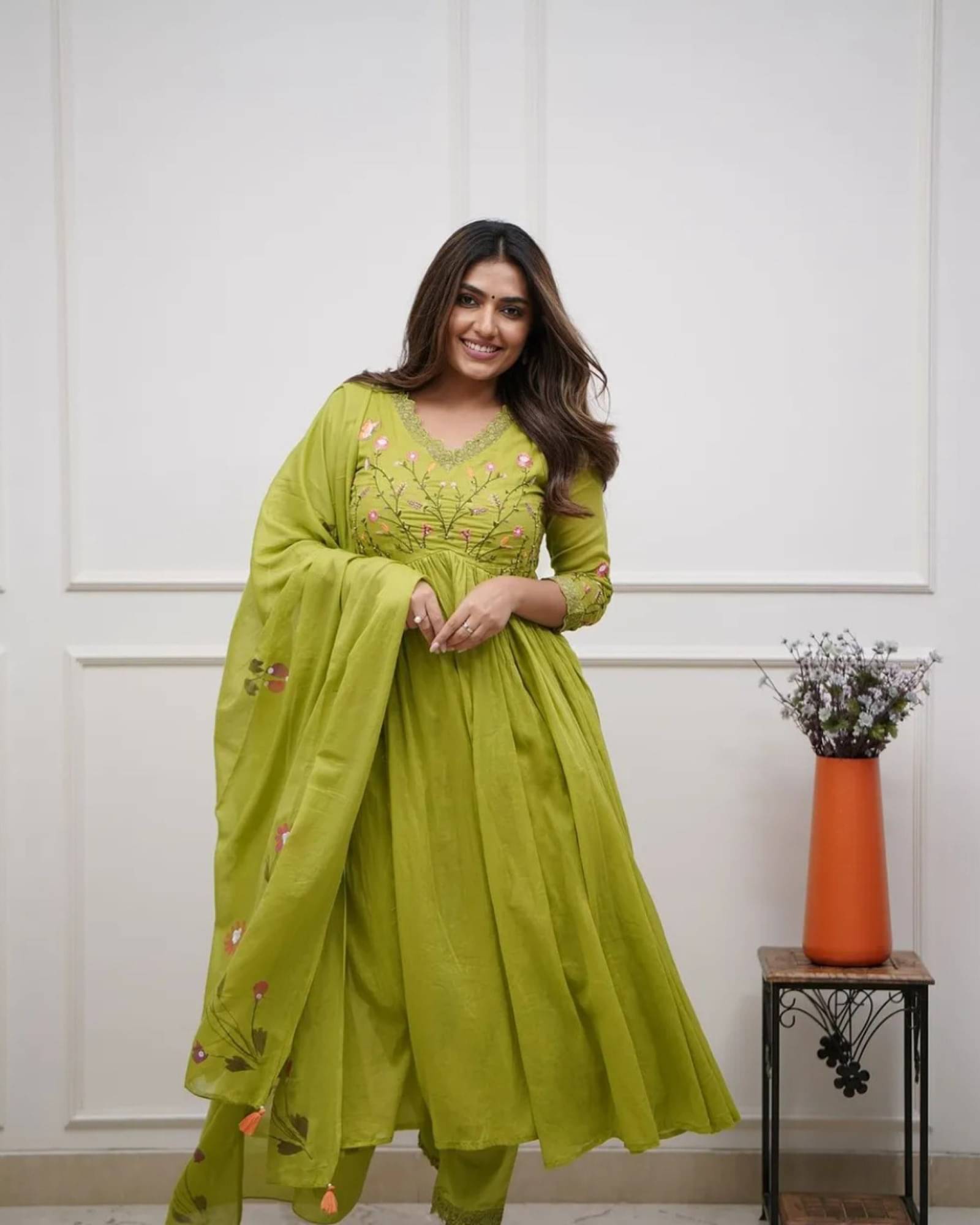     			Laxmi Creation Viscose Embroidered Kurti With Pants Women's Stitched Salwar Suit - Green ( Pack of 1 )