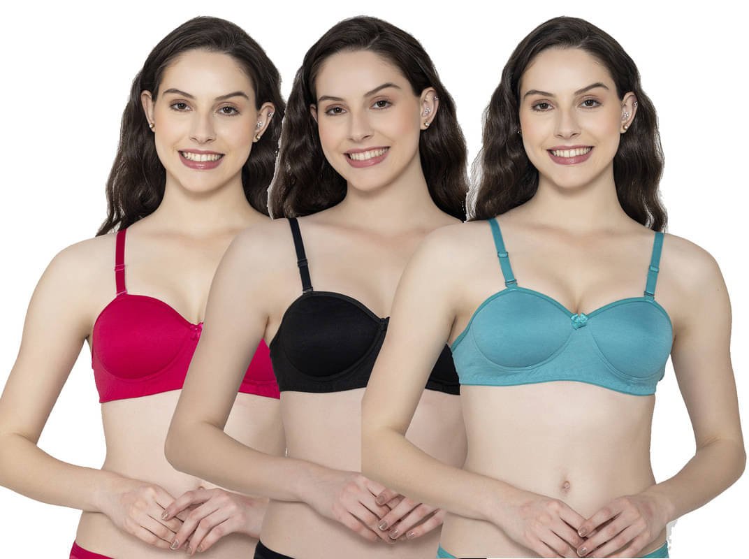     			Narsingha Dreams Pack of 3 Cotton Blend Lightly Padded T-Shirt Bra For Women ( Multicolor )
