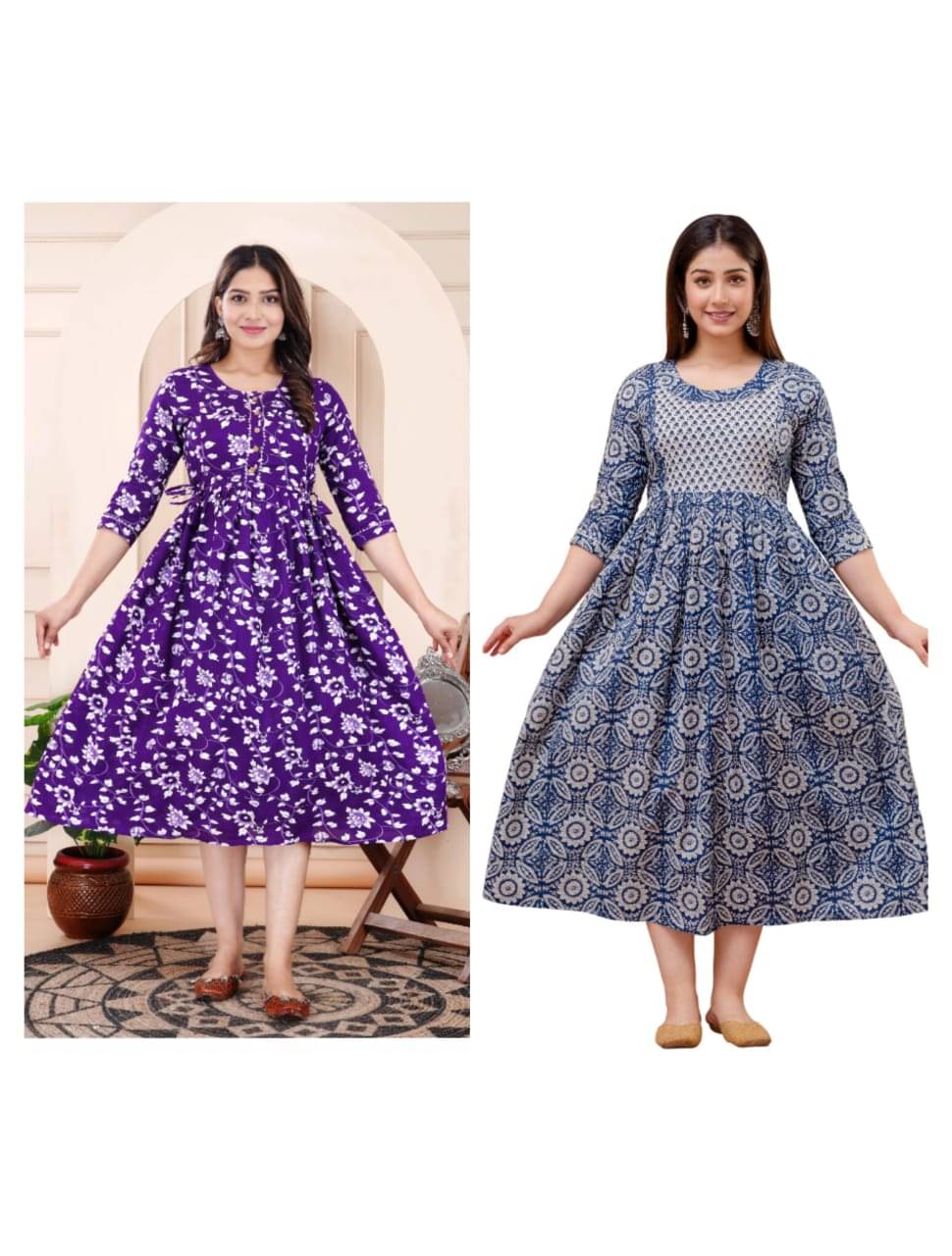 Nevisha Style Multi Color Cotton Maternity Kurta Pack of 2 Nevisha Style Multi Color Cotton Maternity Kurta Pack of 2