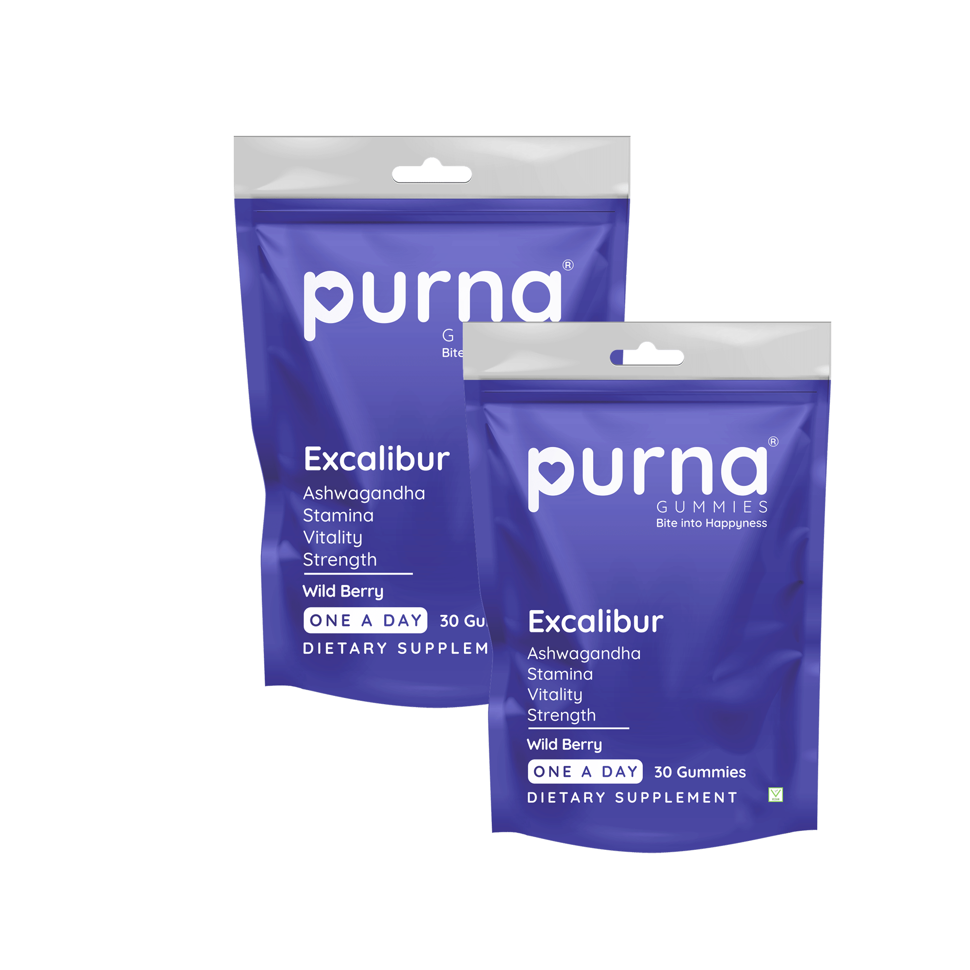     			Purna Gummies Ashwagandha Wild Berry for Adults, Boosts Stamina, Reduce Stress and Supports (Pack of 2)
