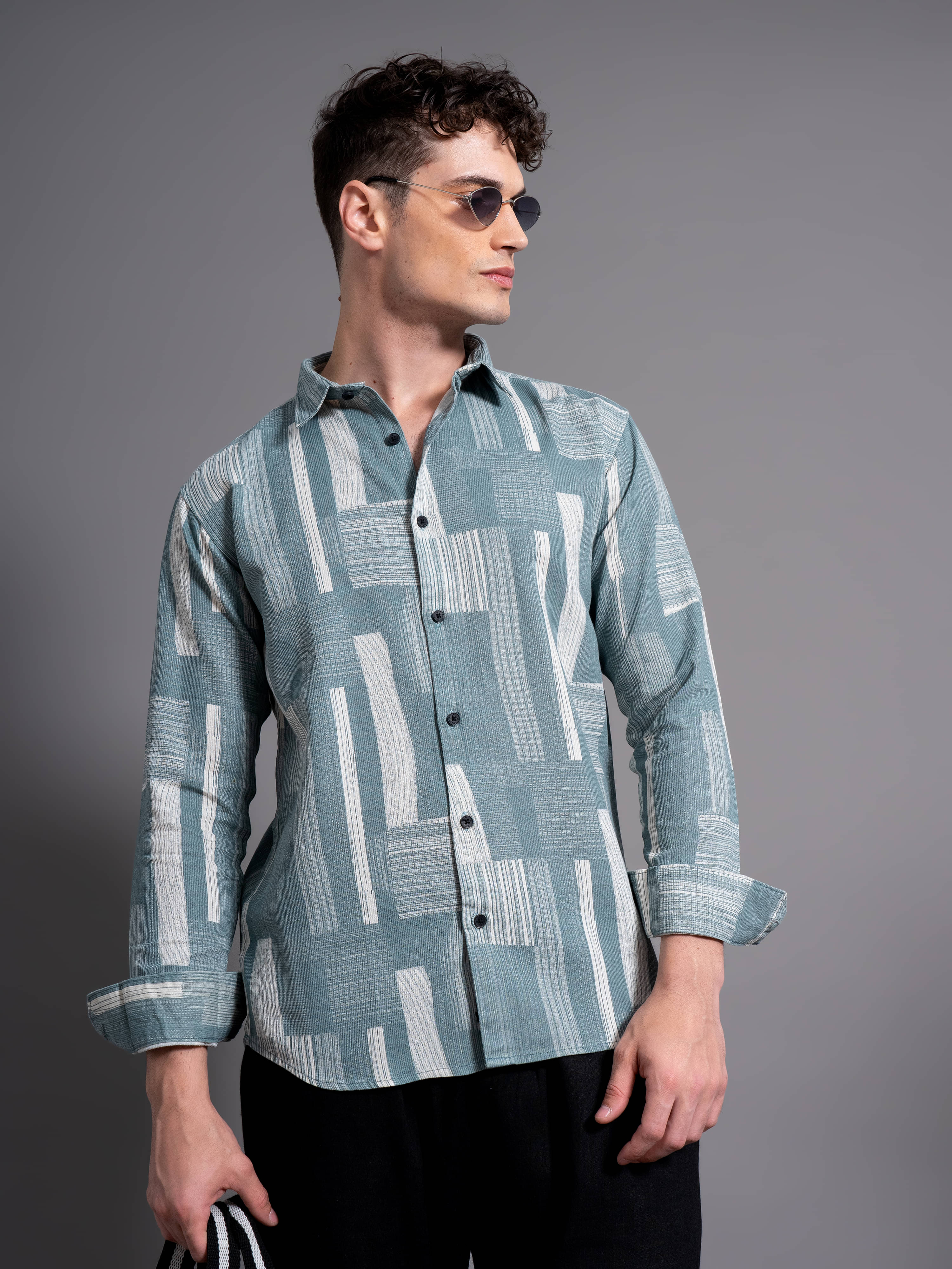     			Paul Street 100% Cotton Slim Fit Printed Full Sleeves Men's Casual Shirt - Green ( Pack of 1 )