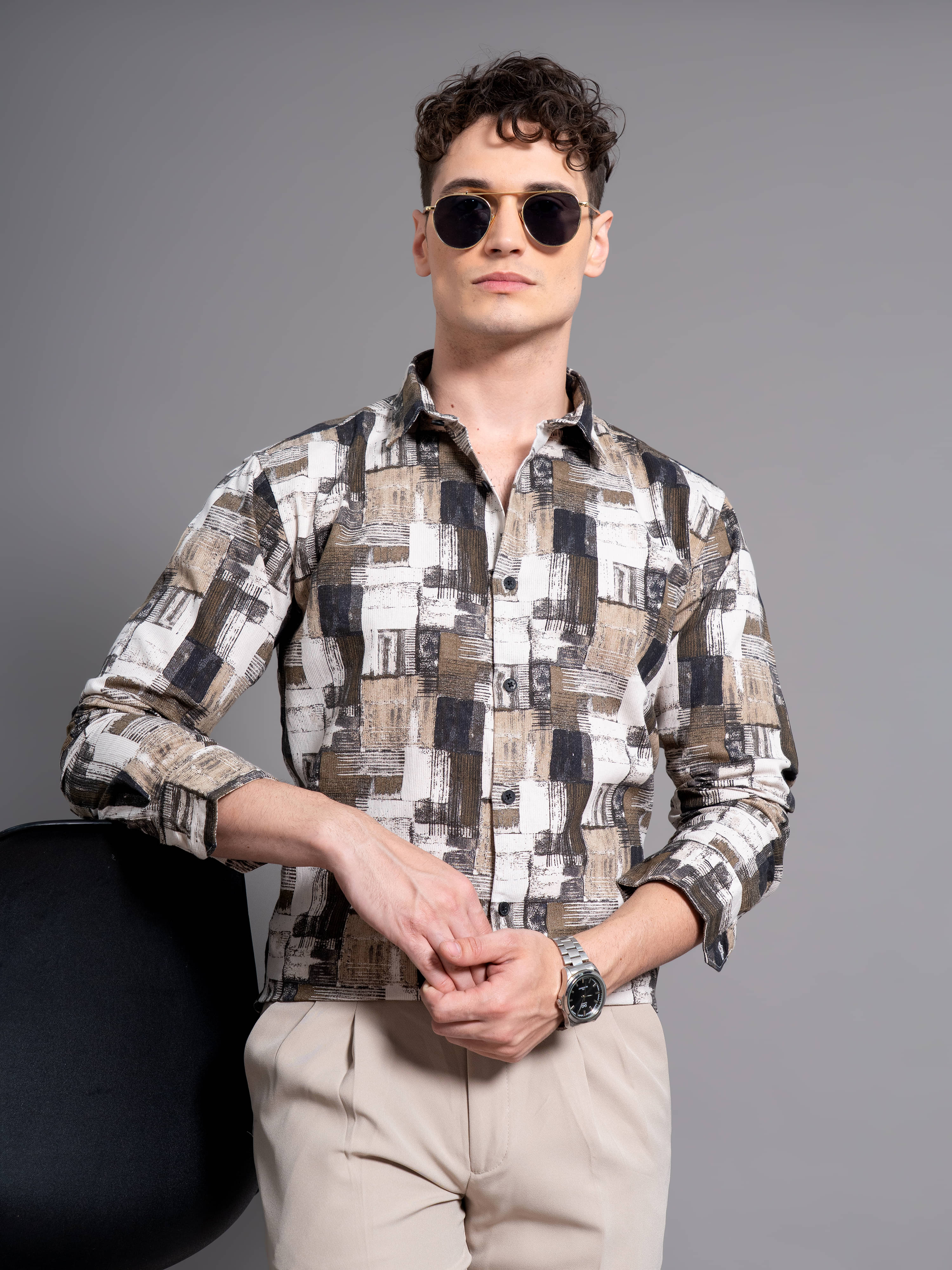     			Paul Street 100% Cotton Slim Fit Printed Full Sleeves Men's Casual Shirt - Cream ( Pack of 1 )