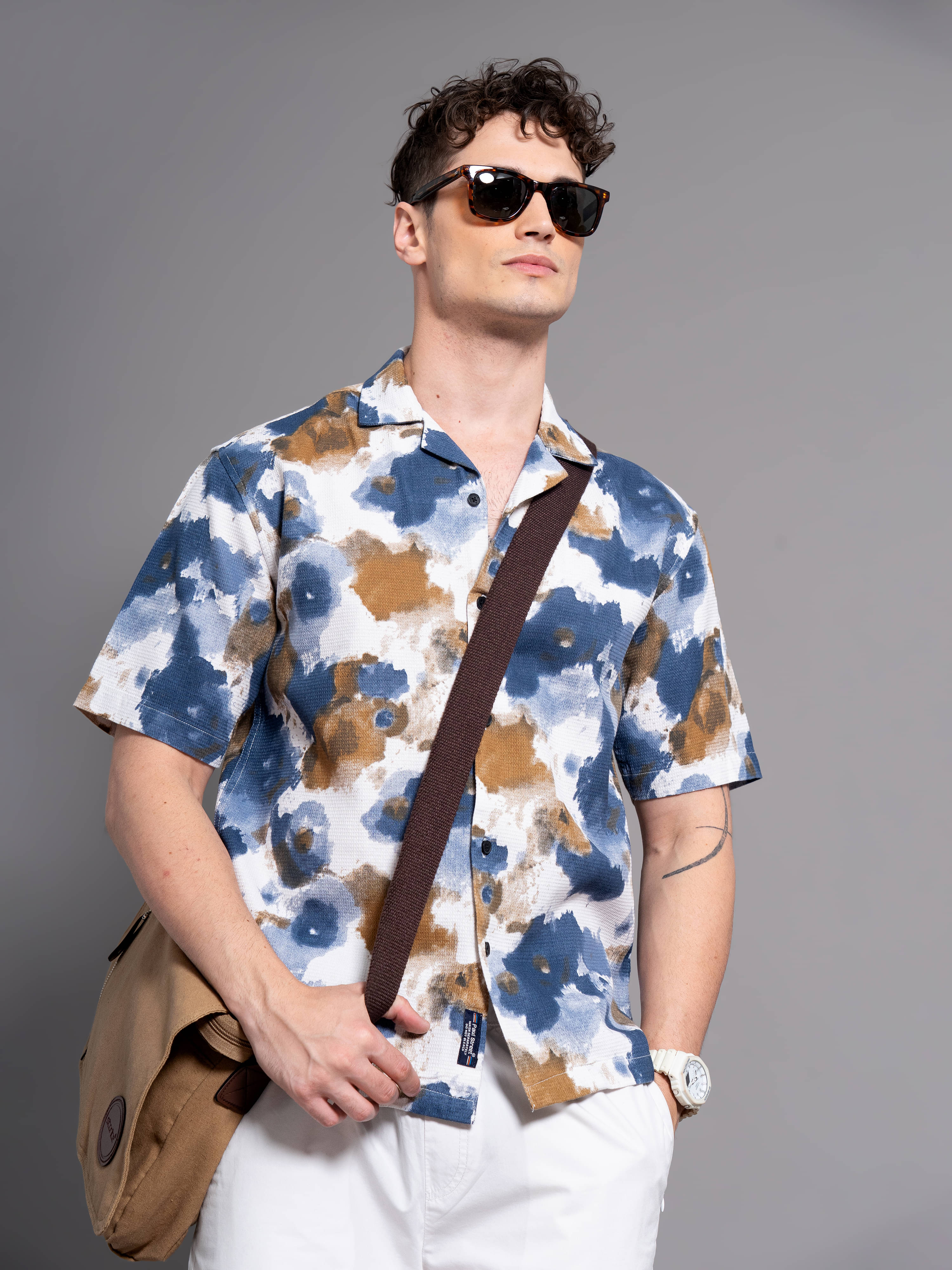     			Paul Street 100% Cotton Slim Fit Printed Half Sleeves Men's Casual Shirt - Blue ( Pack of 1 )