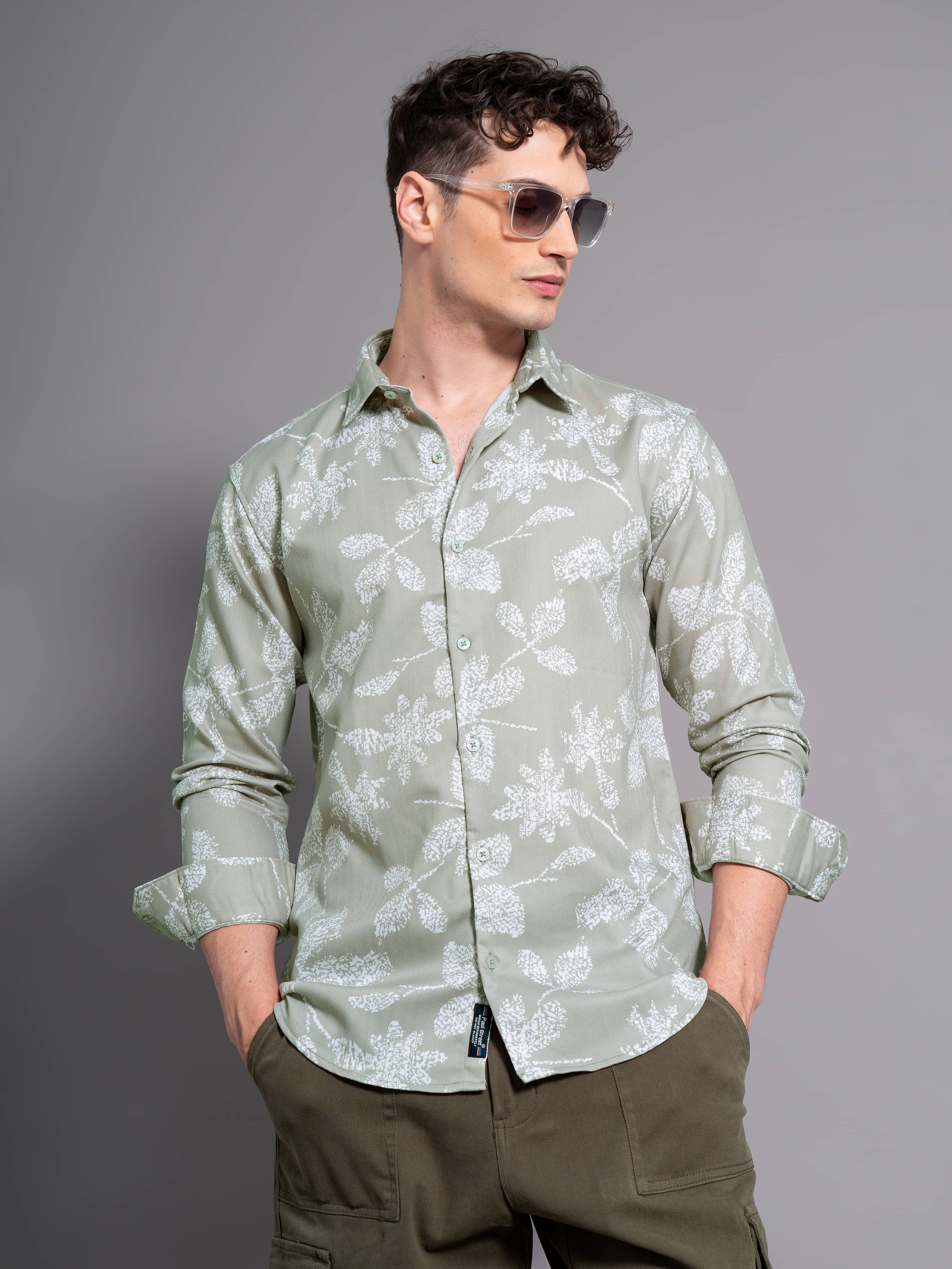     			Paul Street 100% Cotton Slim Fit Printed Full Sleeves Men's Casual Shirt - Green ( Pack of 1 )