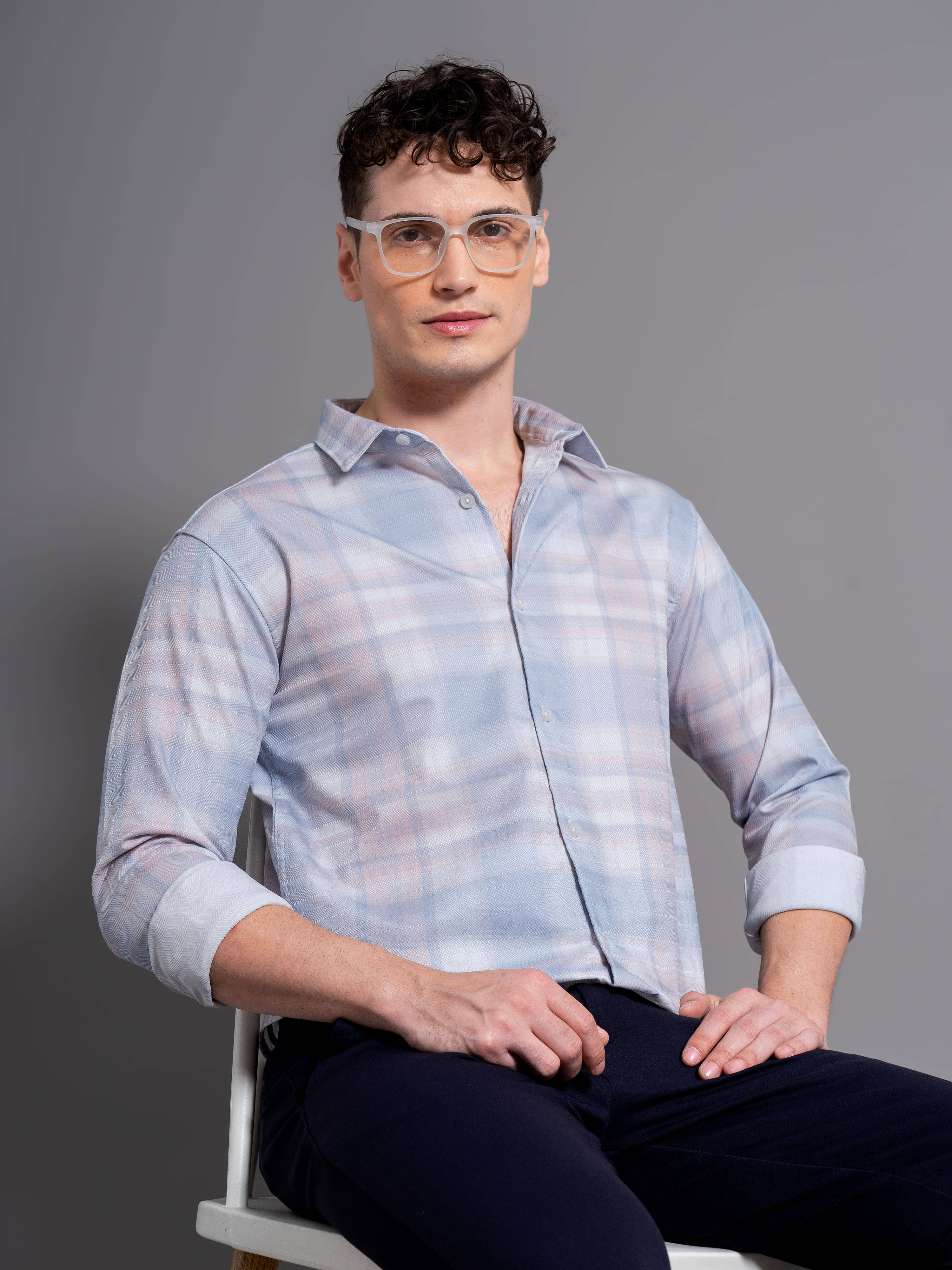     			Paul Street 100% Cotton Slim Fit Checks Full Sleeves Men's Casual Shirt - Blue ( Pack of 1 )