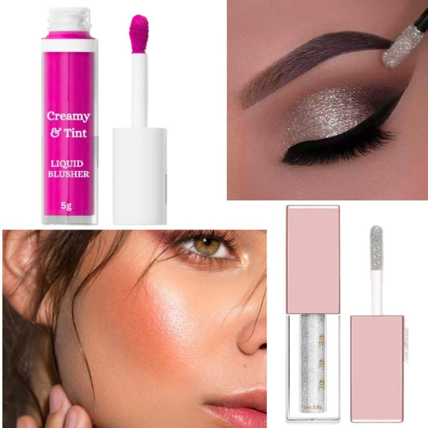     			RED4 Pink Waterproof Blush and Silver Eyeyshadow With SPF 15 (Pack of 2)