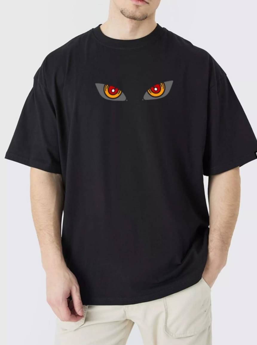     			RF RAVES Cotton Blend Oversized Fit Solid Half Sleeves Men's Round T-Shirt - Black ( Pack of 1 )