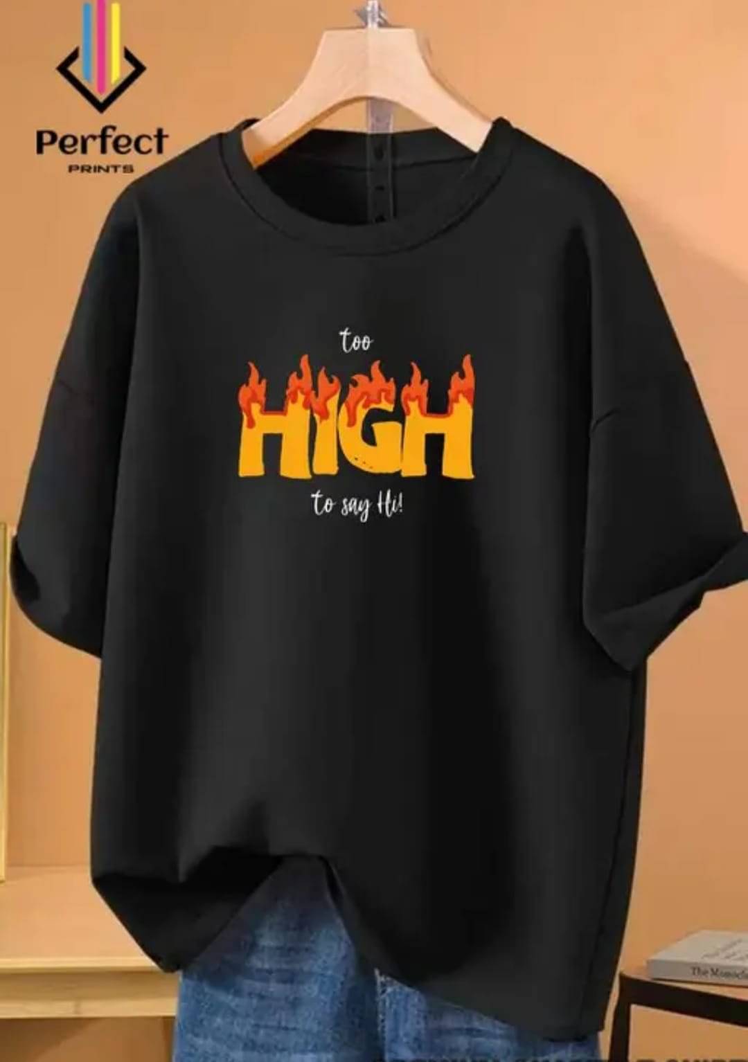 RF RAVES Women Cotton Blend Printed Oversized Fit Round Neck T-Shirt ( Black ) RF RAVES Women Cotton Blend Printed Oversized Fit Round Neck T-Shirt ( Black )