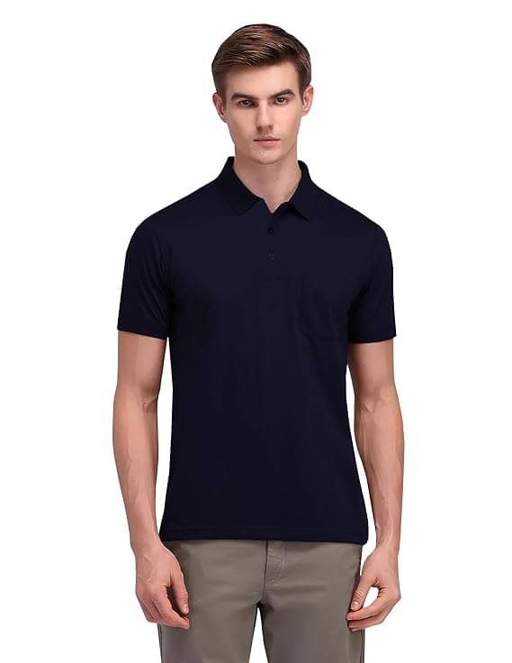     			Reoutlook Pack of 1 Cotton Blend Regular Fit Solid Half Sleeves Men's Polo T Shirt ( Navy Blue )