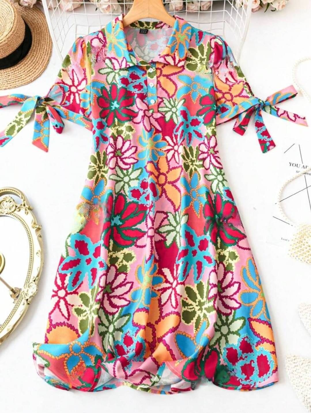     			gufrina Women Polyester Printed Shirt Dress ( Pink )