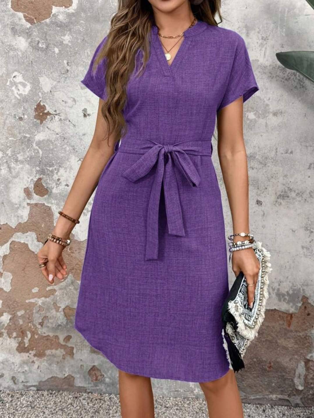 gufrina Women Polyester Self Design Wrap Dress ( Purple ) gufrina Women Polyester Self Design Wrap Dress ( Purple )