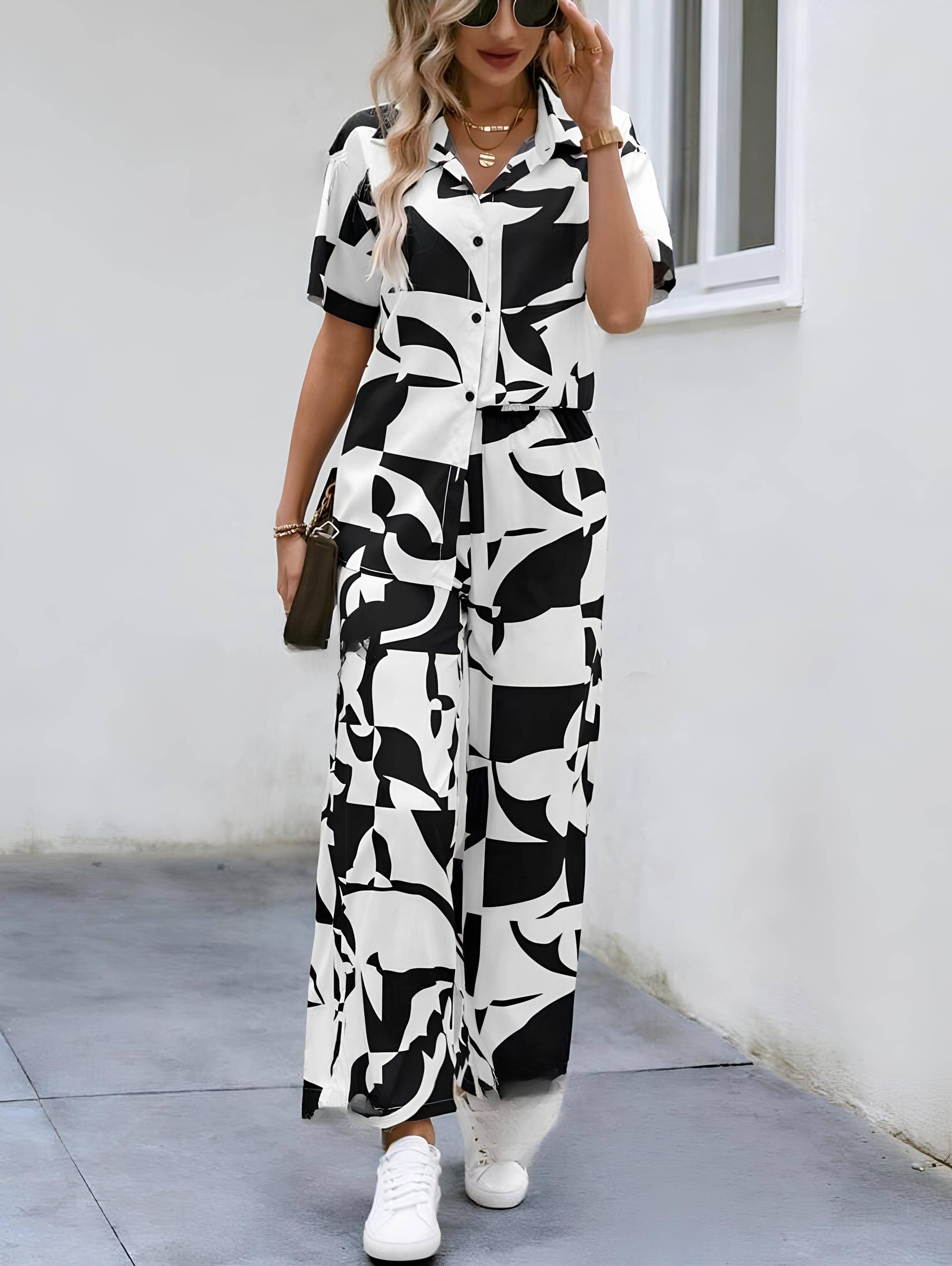     			gufrina Women Printed Shirt With Trousers Co-Ord Set ( White )