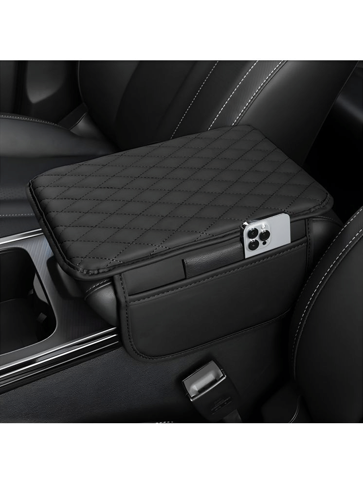     			sakimo Car Center Console Armrest Cover Pad Fashion PU Leather Car Armrest Cushion Universal Fit for SUV/Truck/Car, Auto Armrest Seat Box Cover with 2 Mobile Pockets, Ergonomic Comfort & Easy Install
