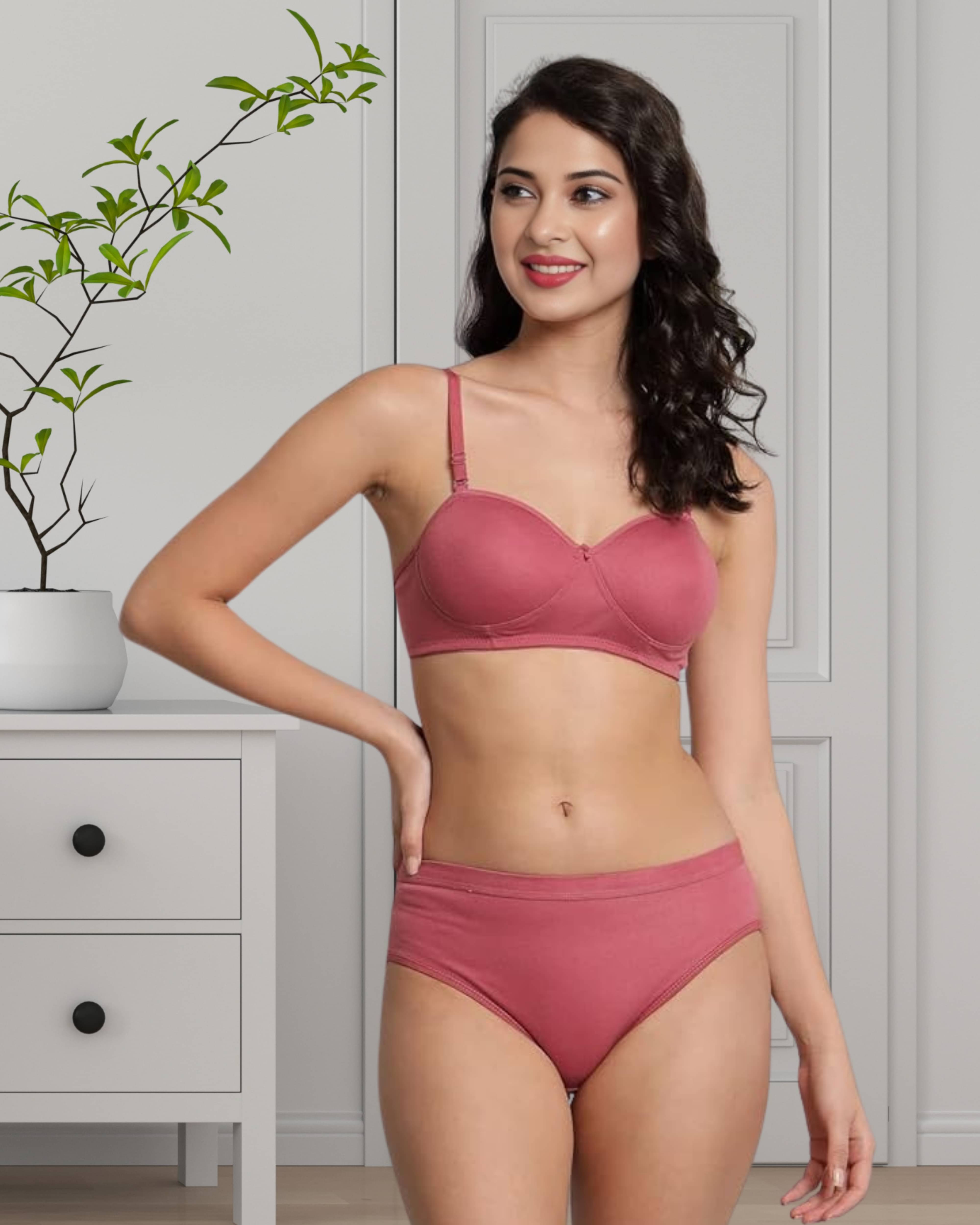     			ADORNSTAR Pack of 1 Cotton Blend Bra & Panty Set For Women ( Pink )