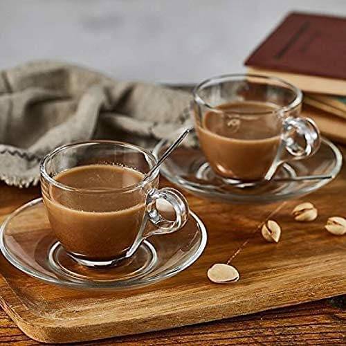     			AFAST Tea Cup with saucer Solid Glass Tea Set 150 ml ( Pack of 2 )