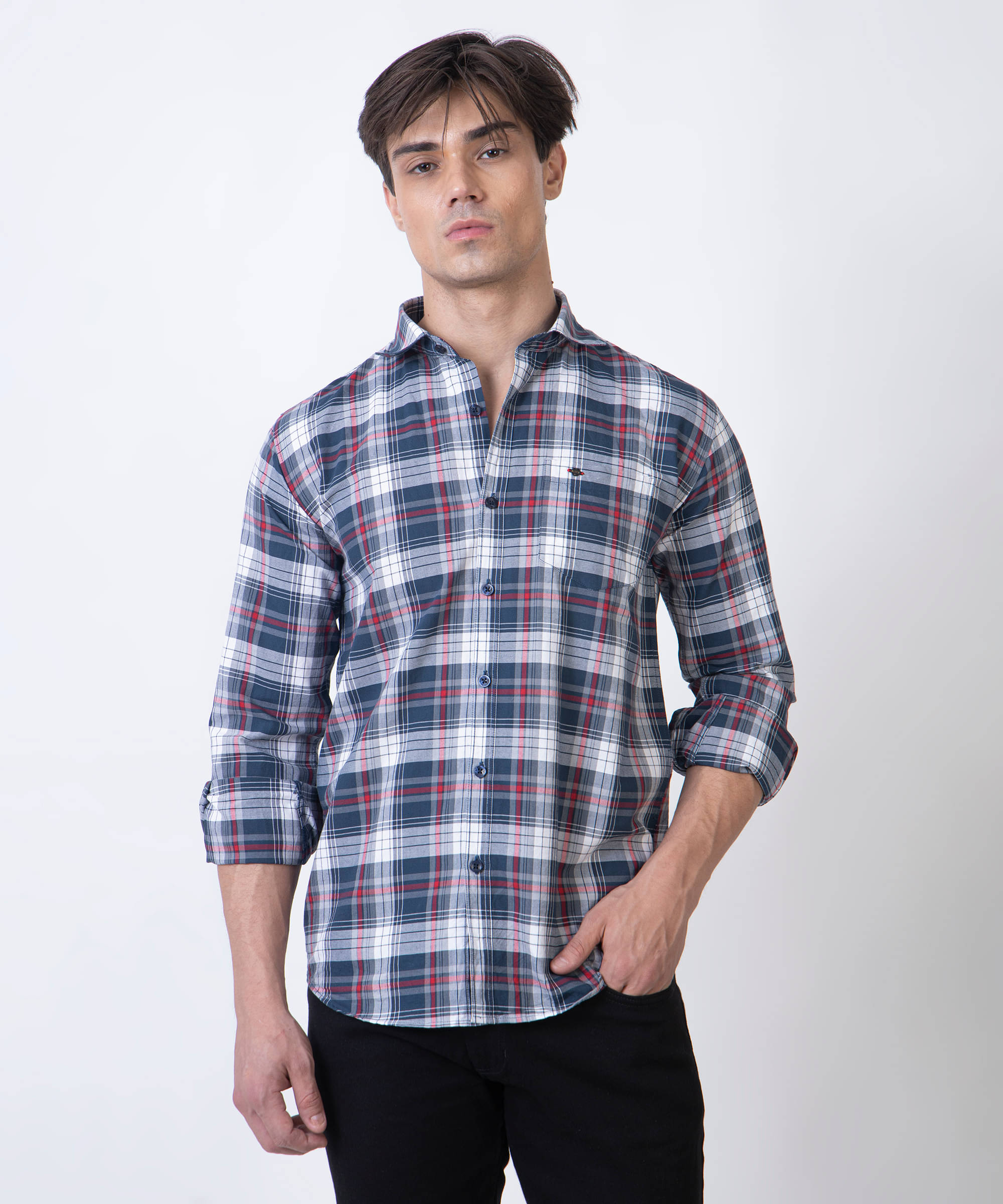 ALISTA Cotton Blend Slim Fit Checks Full Sleeves Men's Casual Shirt - Red ( Pack of 1 )     			ALISTA Cotton Blend Slim Fit Checks Full Sleeves Men's Casual Shirt - Red ( Pack of 1 )