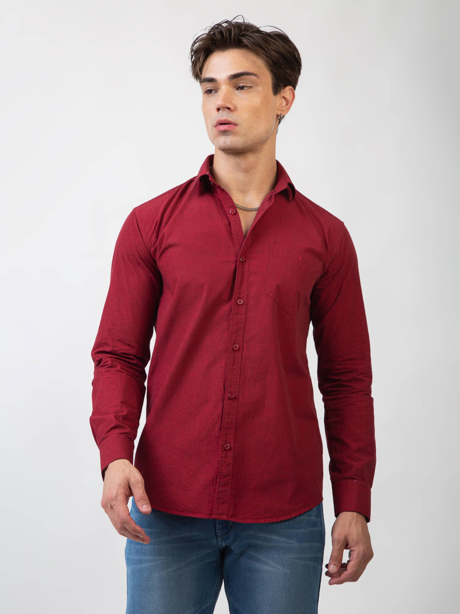 ALISTA Cotton Blend Slim Fit Solids Full Sleeves Men's Casual Shirt - Maroon ( Pack of 1 ) ALISTA Cotton Blend Slim Fit Solids Full Sleeves Men's Casual Shirt - Maroon ( Pack of 1 )