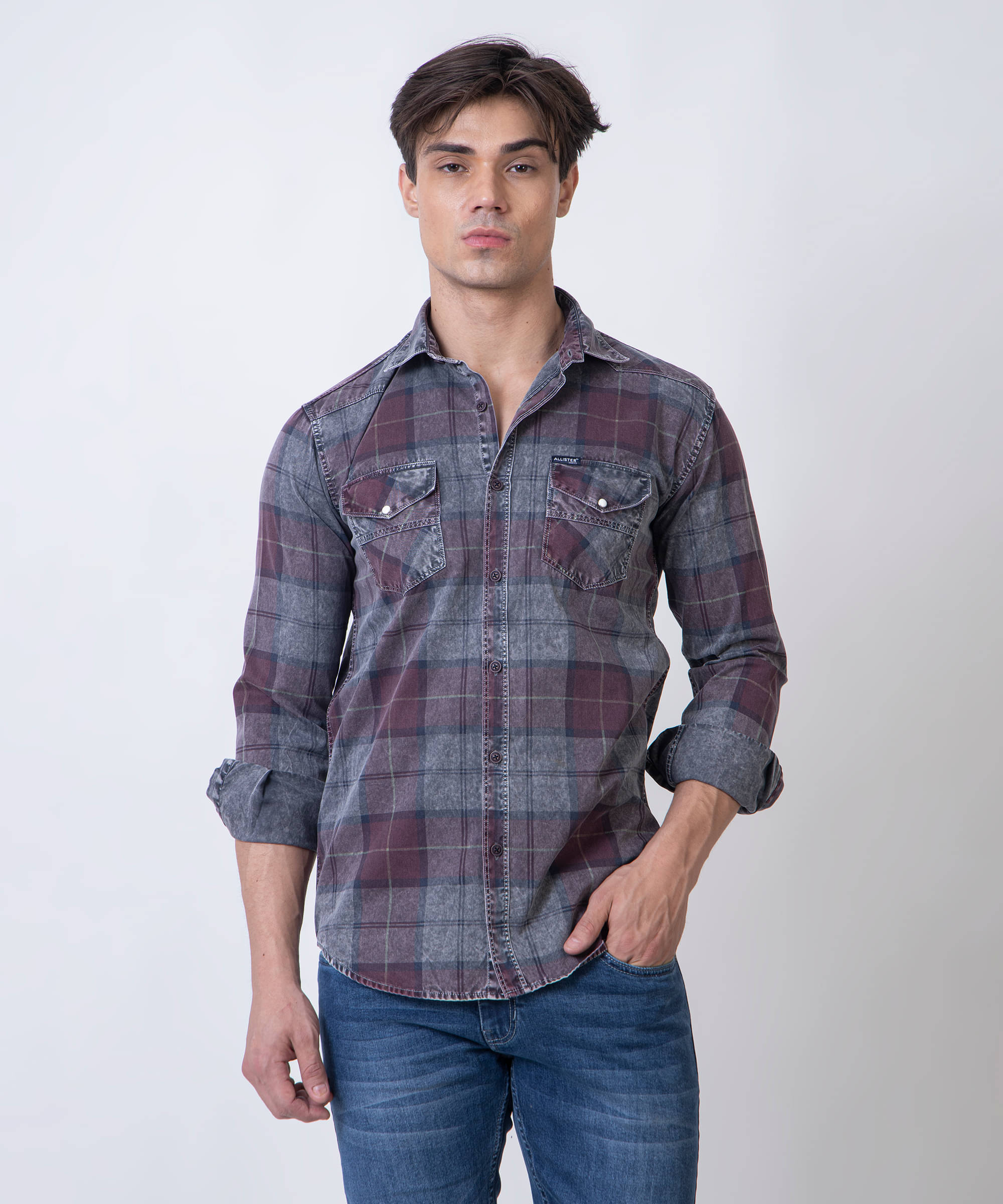 ALISTA Cotton Blend Slim Fit Checks Full Sleeves Men's Casual Shirt - Red ( Pack of 1 )     			ALISTA Cotton Blend Slim Fit Checks Full Sleeves Men's Casual Shirt - Red ( Pack of 1 )