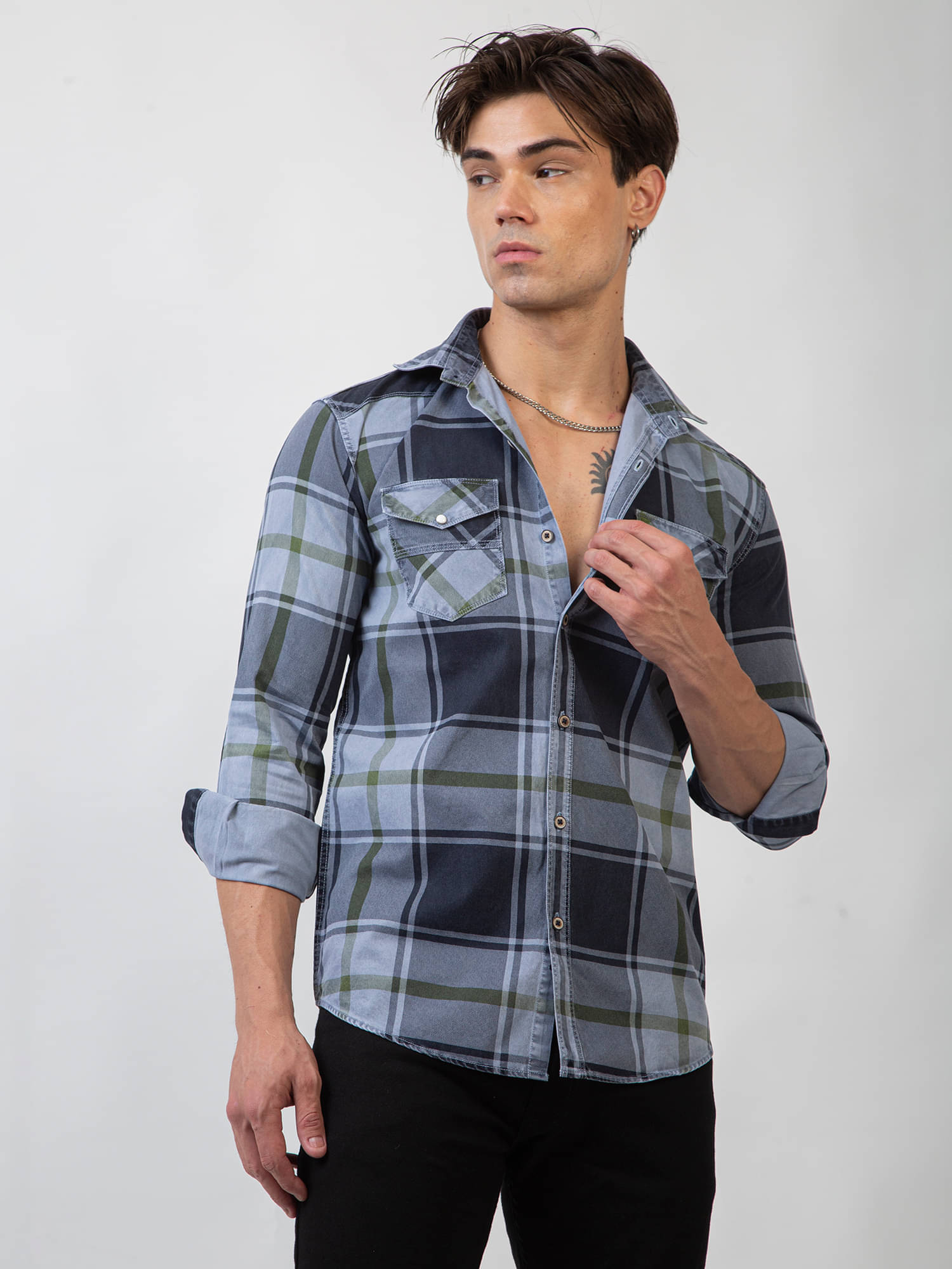     			ALISTA Cotton Blend Slim Fit Checks Full Sleeves Men's Casual Shirt - Khaki ( Pack of 1 )