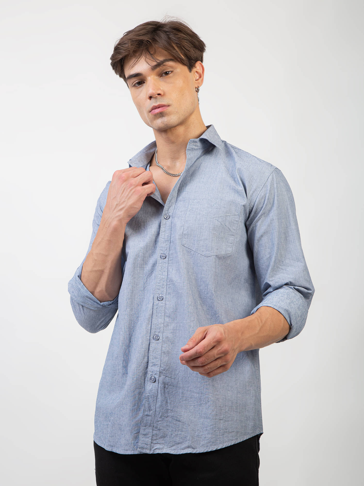     			ALISTA Cotton Blend Slim Fit Solids Full Sleeves Men's Casual Shirt - Grey ( Pack of 1 )