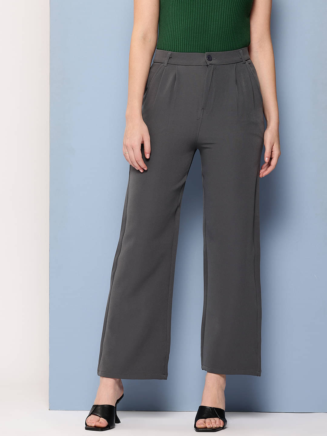     			Aarika Pack of 1 Polyester Wide Leg Women's Casual Pants ( Grey )