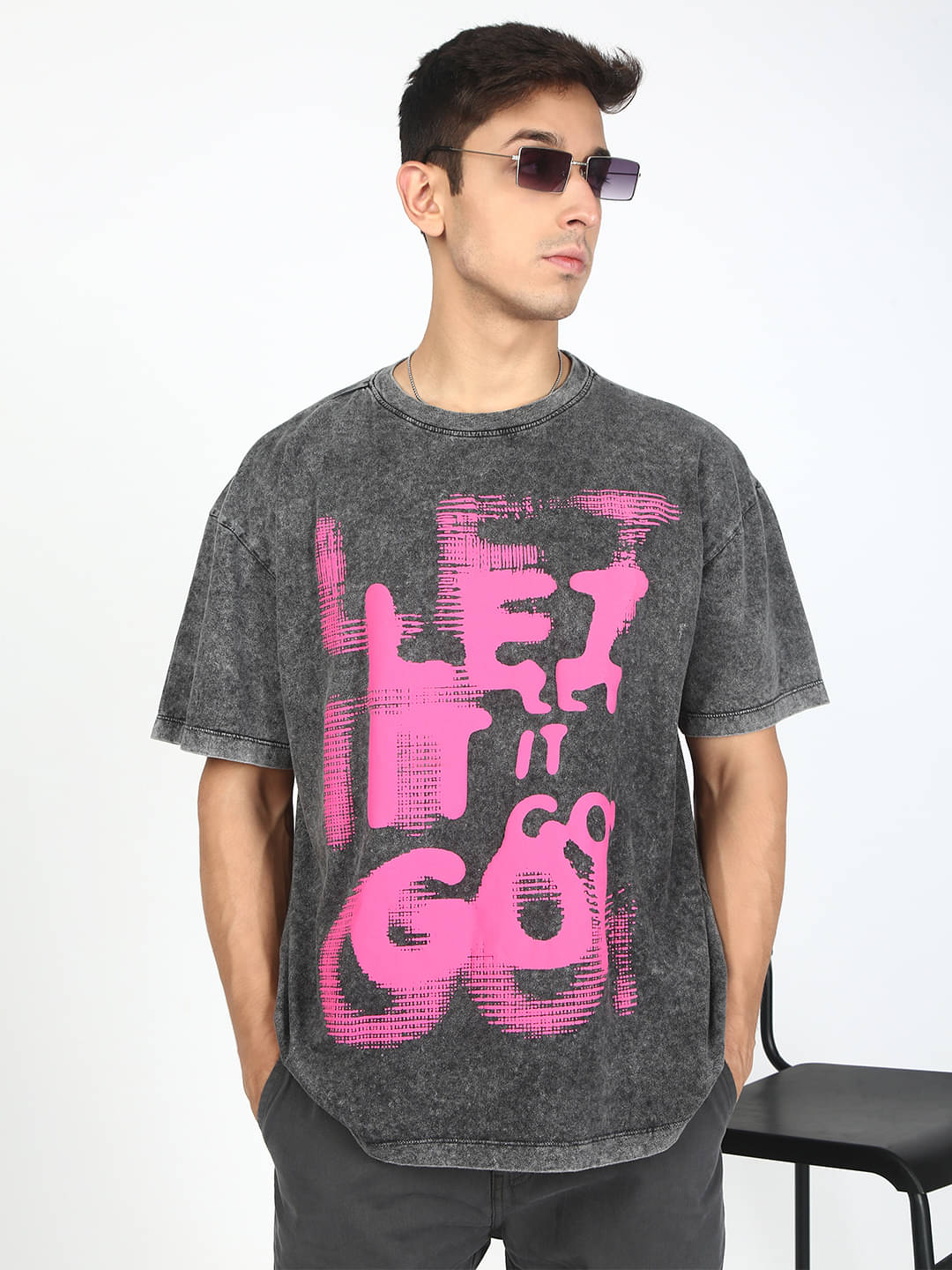     			Bene Kleed 100% Cotton Oversized Fit Printed Half Sleeves Men's Round T-Shirt - Melange Grey ( Pack of 1 )