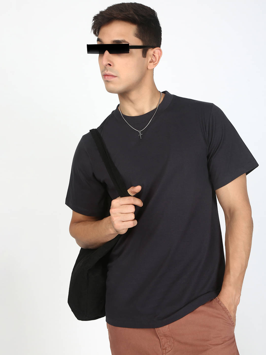     			Bene Kleed 100% Cotton Regular Fit Solid Half Sleeves Men's Round T-Shirt - Dark Grey ( Pack of 1 )