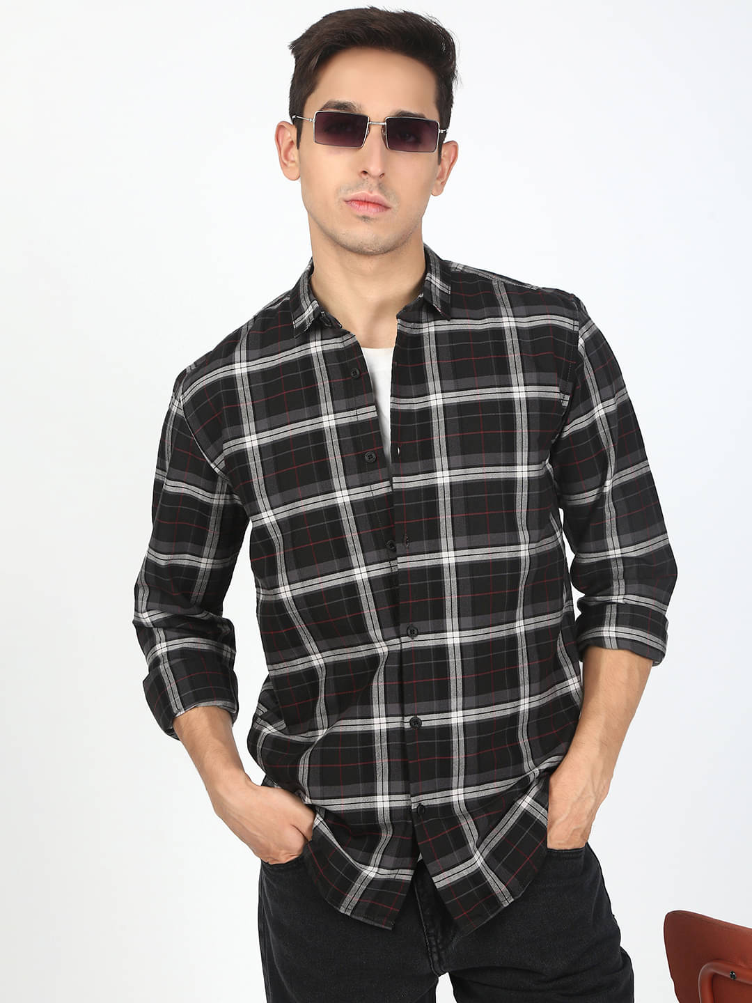     			Bene Kleed 100% Cotton Slim Fit Checks Full Sleeves Men's Casual Shirt - Black ( Pack of 1 )