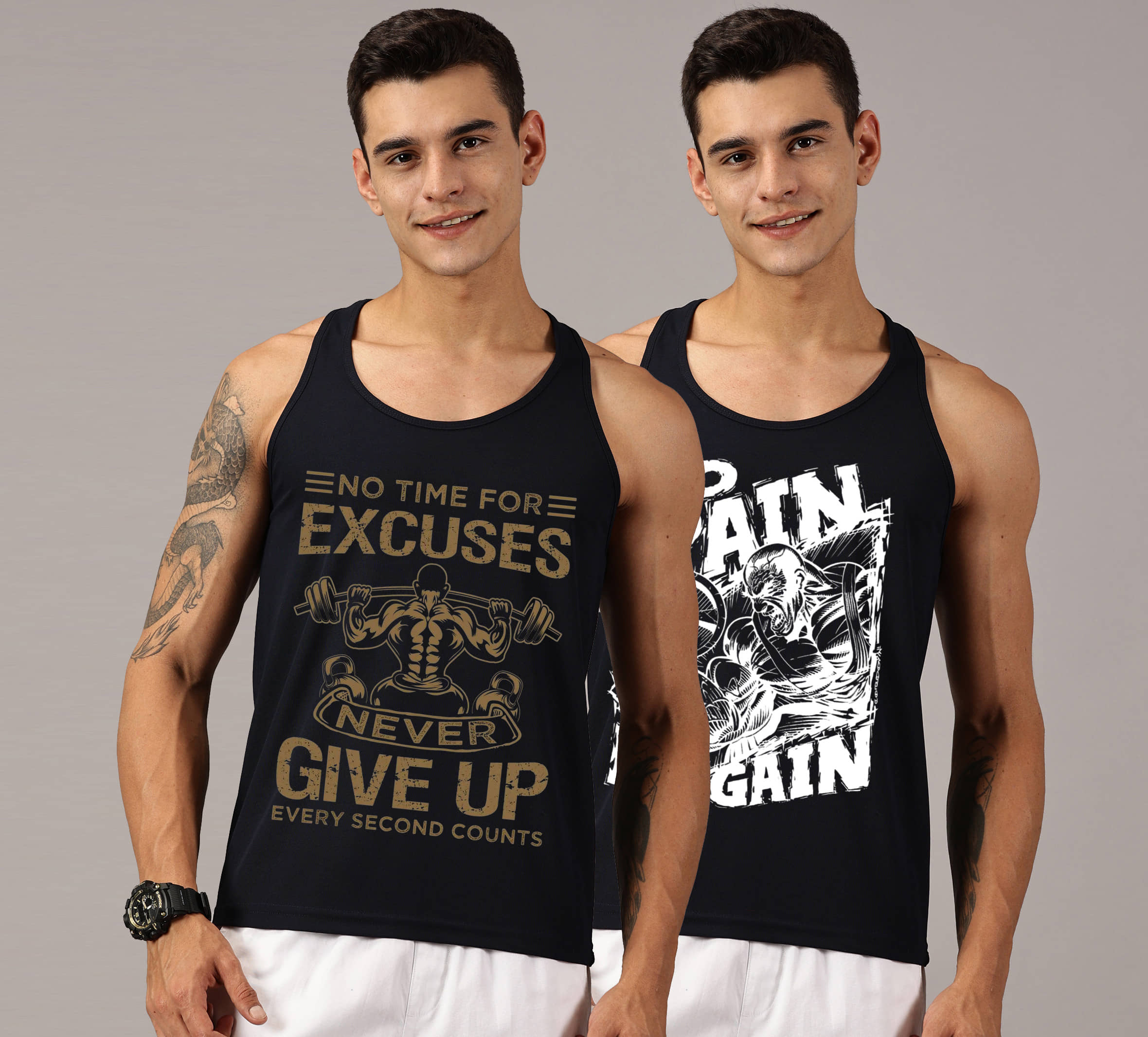 Diversify Pack of 2 Polyester Gym Vest For Men ( Multicolor ) - Nightwear & Loungewear | Buy online on ZillyBuy