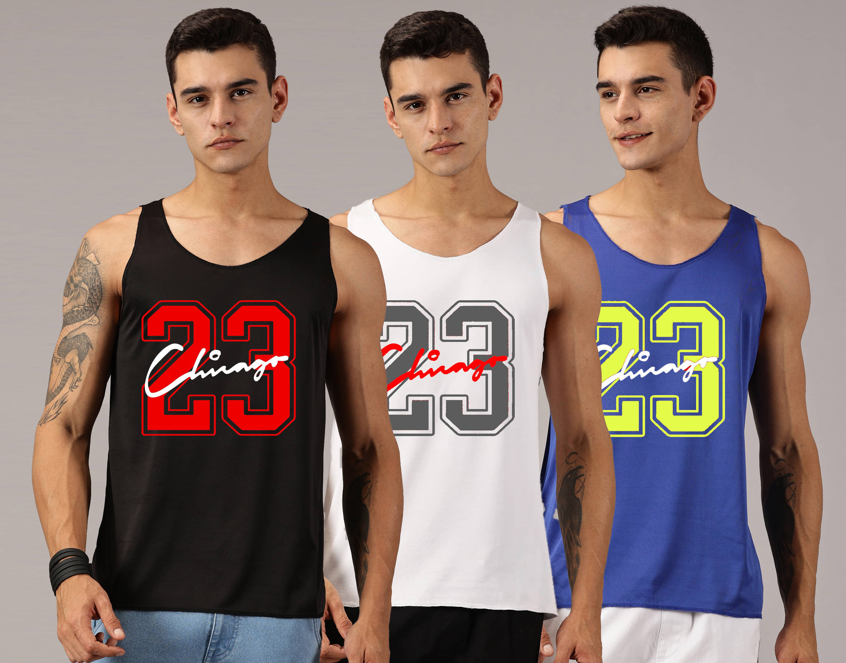 Diversify Pack of 3 Polyester Gym Vest For Men ( Multicolor ) - Nightwear & Loungewear | Buy online on ZillyBuy