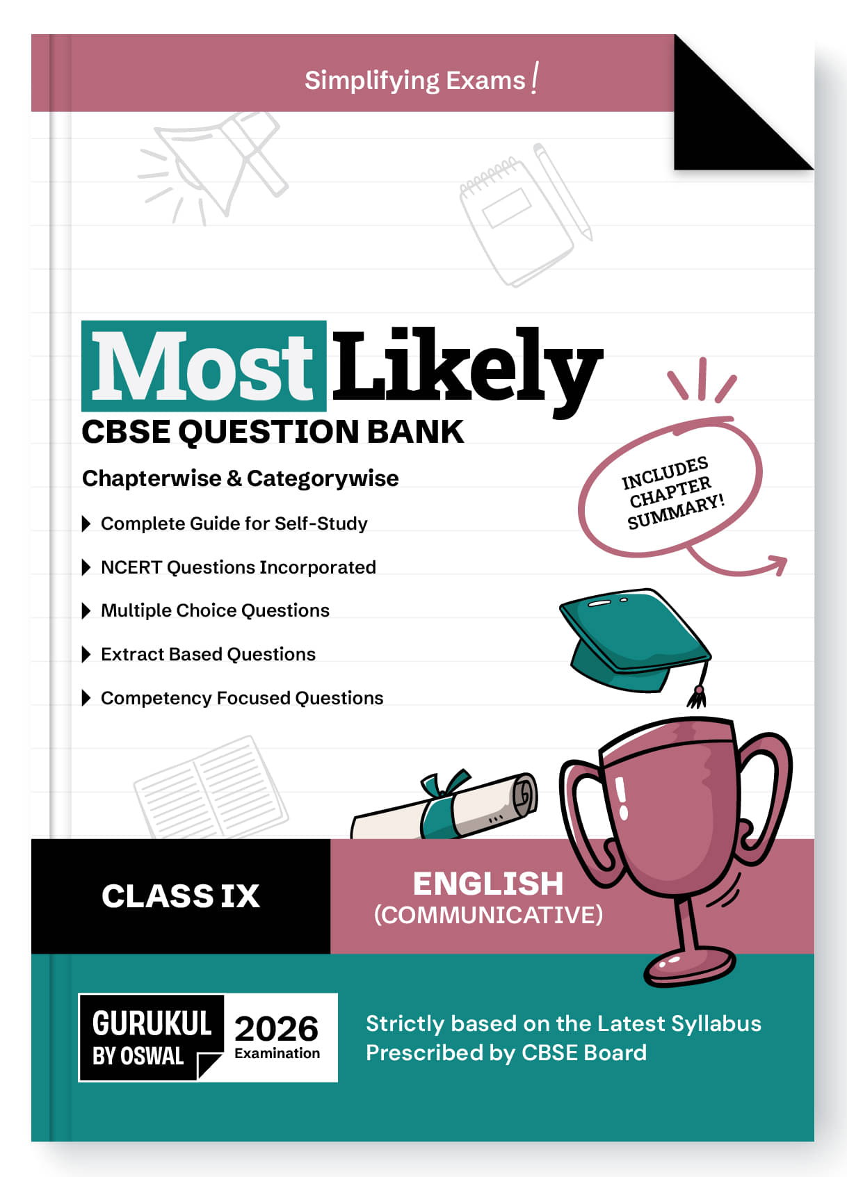 Gurukul By Oswal English Communicative Most Likely CBSE Question Bank for Class 9 Exam 2026 - Chapterwise & Categorywise, New Paper Pattern (MCQs, Ext Gurukul By Oswal English Communicative Most Likely CBSE Question Bank for Class 9 Exam 2026 - Chapterwise & Categorywise, New Paper Pattern (MCQs, Ext