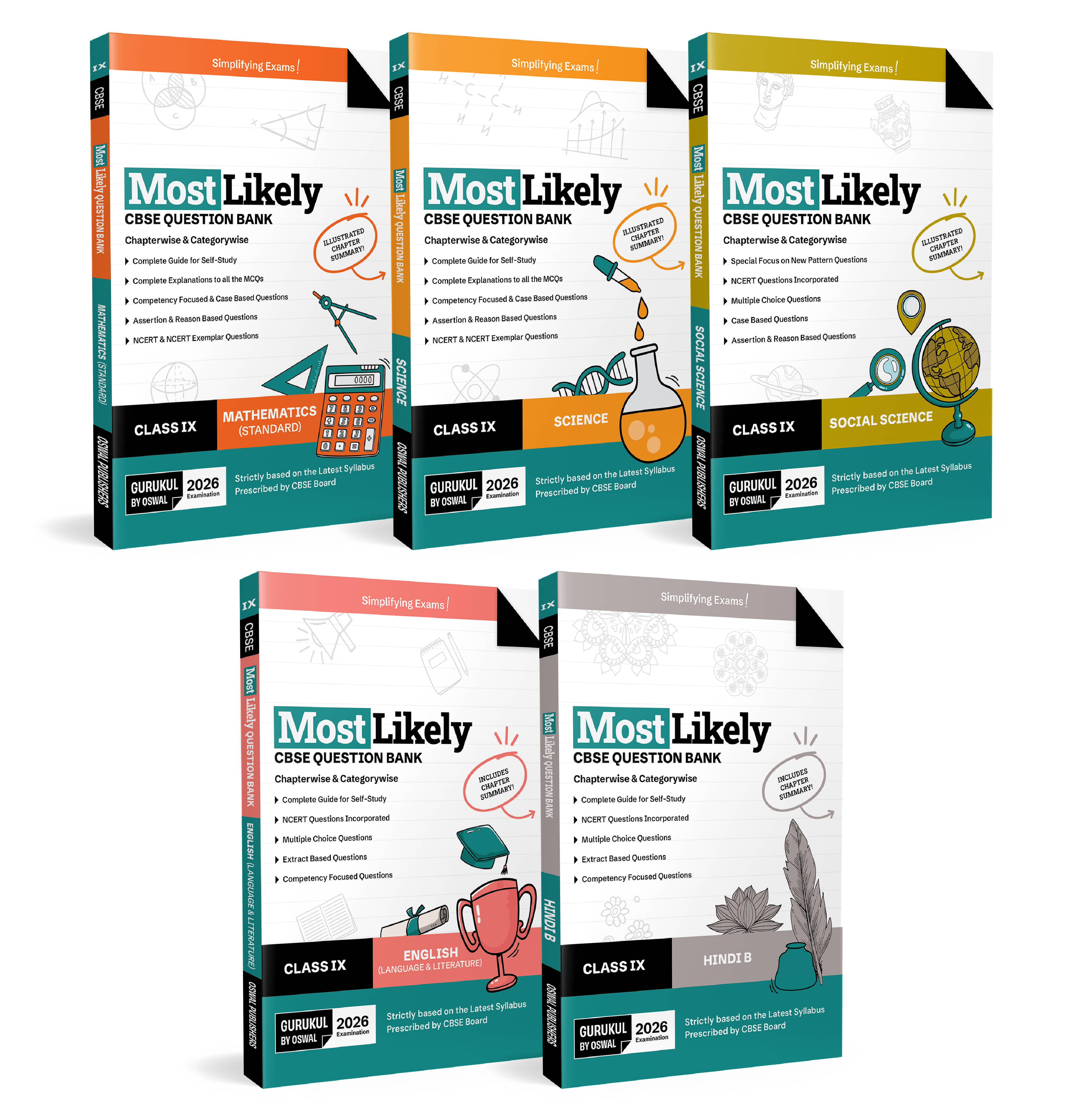 Gurukul by Oswal Most Likely CBSE Question Bank Class 9 Bundles (Set of 5) Exam 2026 : Chapterwise & Categoriwise Questions,Maths, Science, Social Sc Gurukul by Oswal Most Likely CBSE Question Bank Class 9 Bundles (Set of 5) Exam 2026 : Chapterwise & Categoriwise Questions,Maths, Science, Social Sc