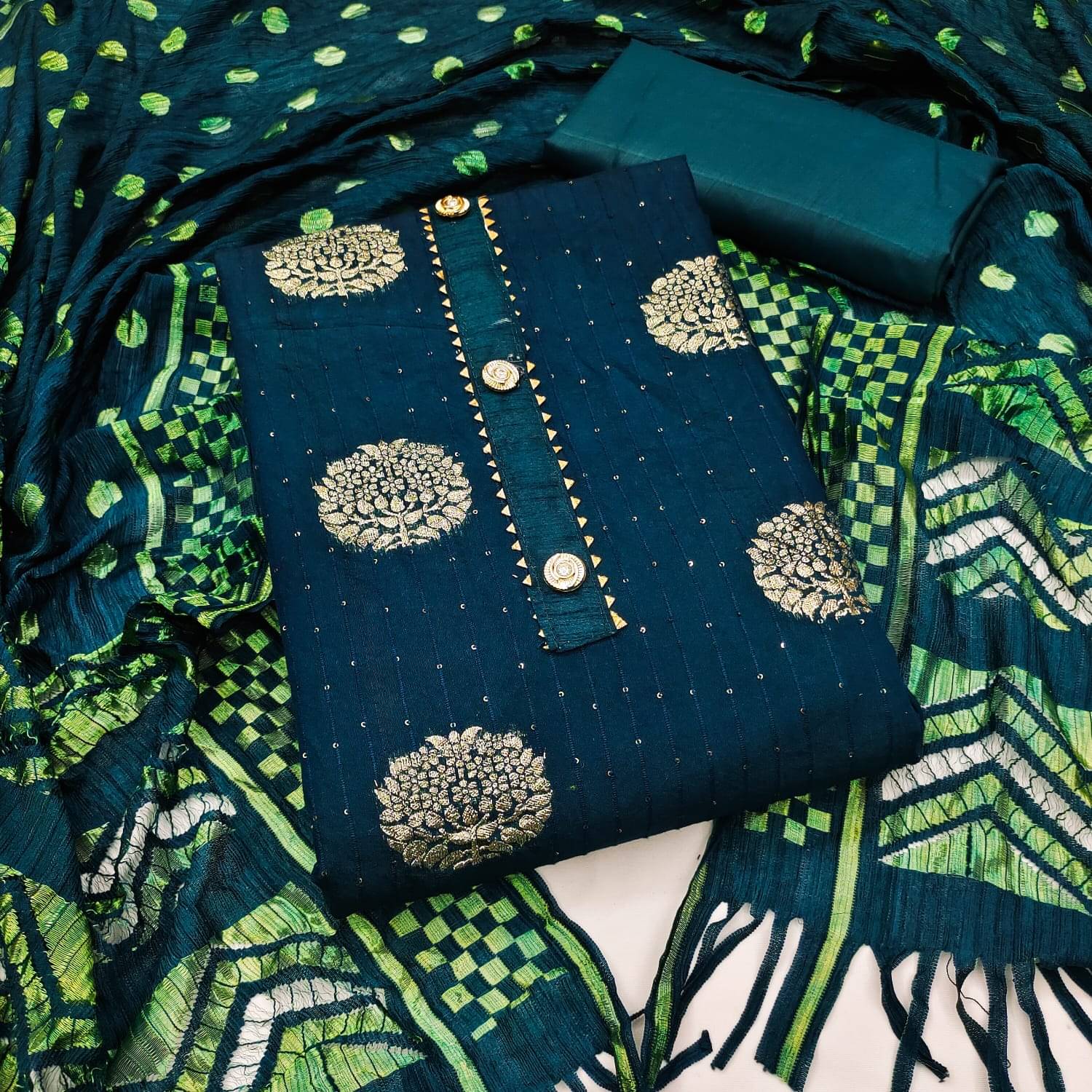HL SILKMILLS Unstitched Banarasi Embellished Dress Material - Blue ( Pack of 1 ) HL SILKMILLS Unstitched Banarasi Embellished Dress Material - Blue ( Pack of 1 )