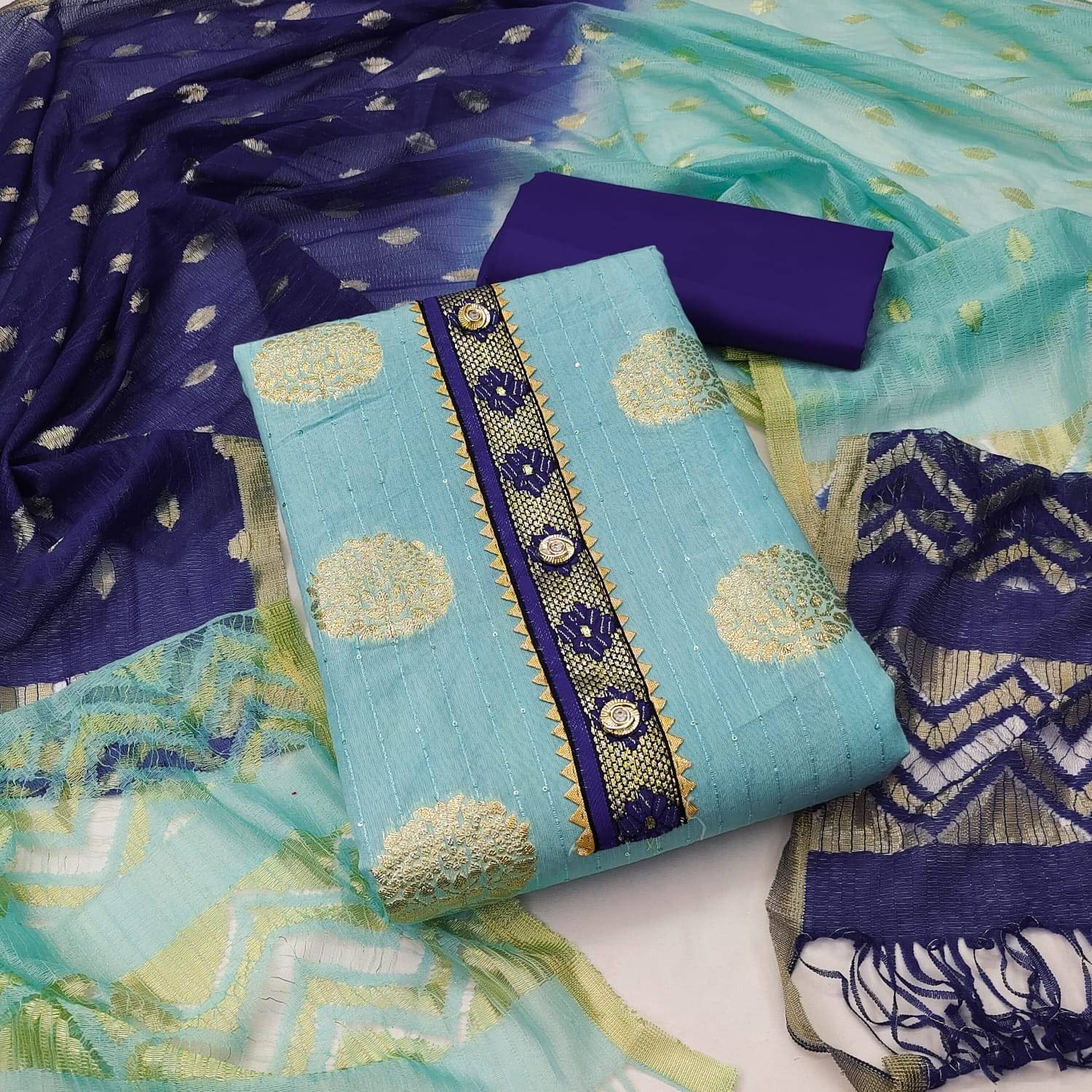 HL SILKMILLS Unstitched Banarasi Embellished Dress Material - Light Blue ( Pack of 1 ) HL SILKMILLS Unstitched Banarasi Embellished Dress Material - Light Blue ( Pack of 1 )