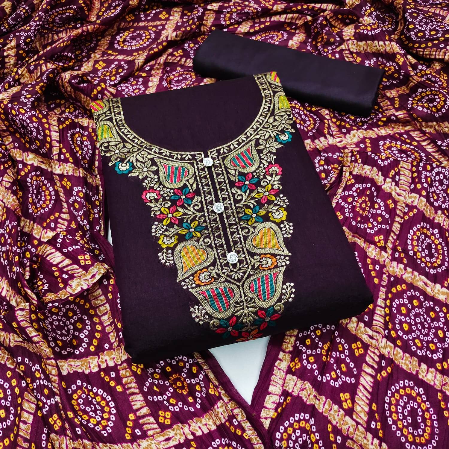     			HL SILKMILLS Unstitched Banarasi Embroidered Dress Material - Purple ( Pack of 1 )