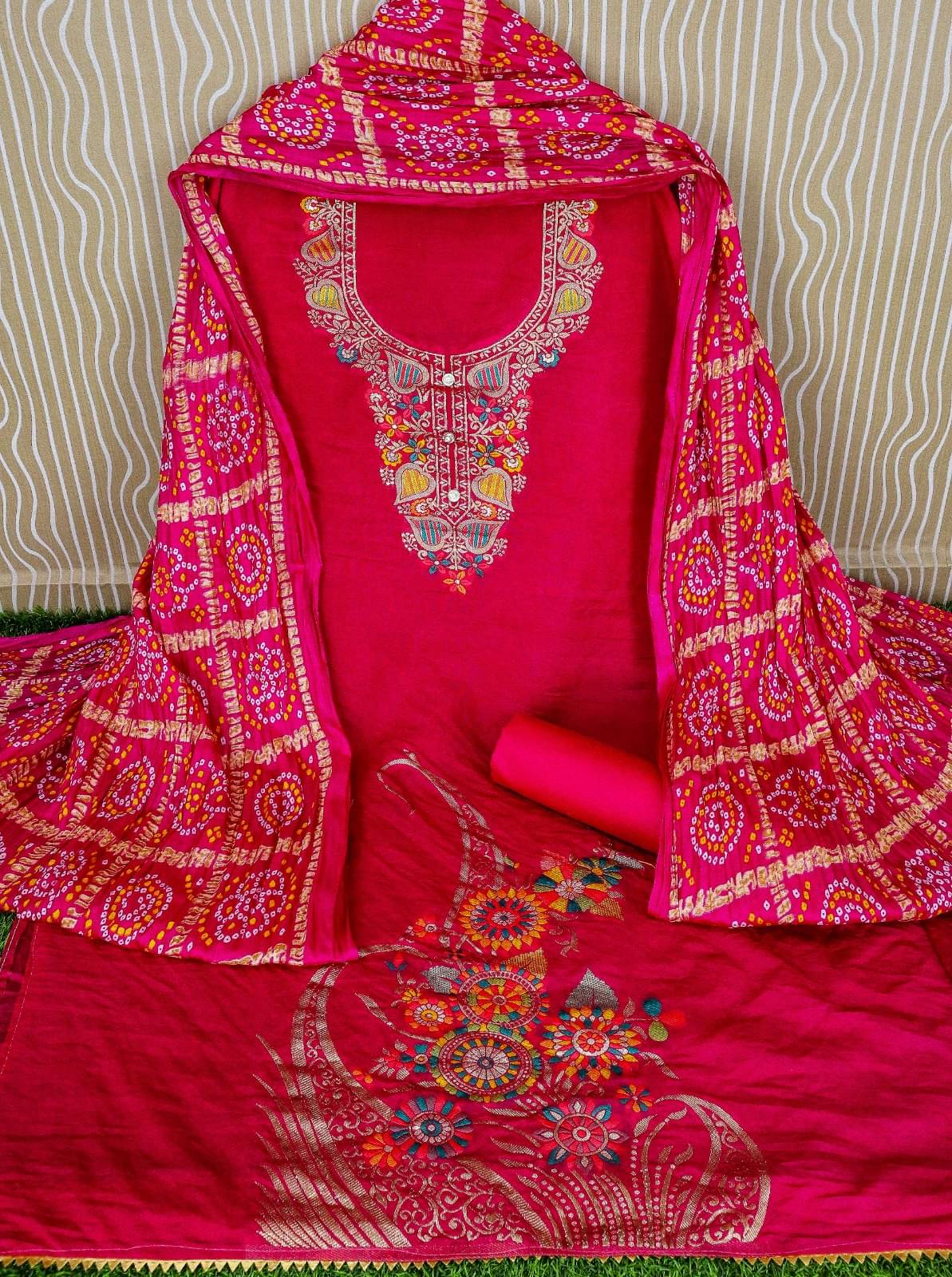 HL SILKMILLS Unstitched Banarasi Embroidered Dress Material - Pink ( Pack of 1 )     			HL SILKMILLS Unstitched Banarasi Embroidered Dress Material - Pink ( Pack of 1 )